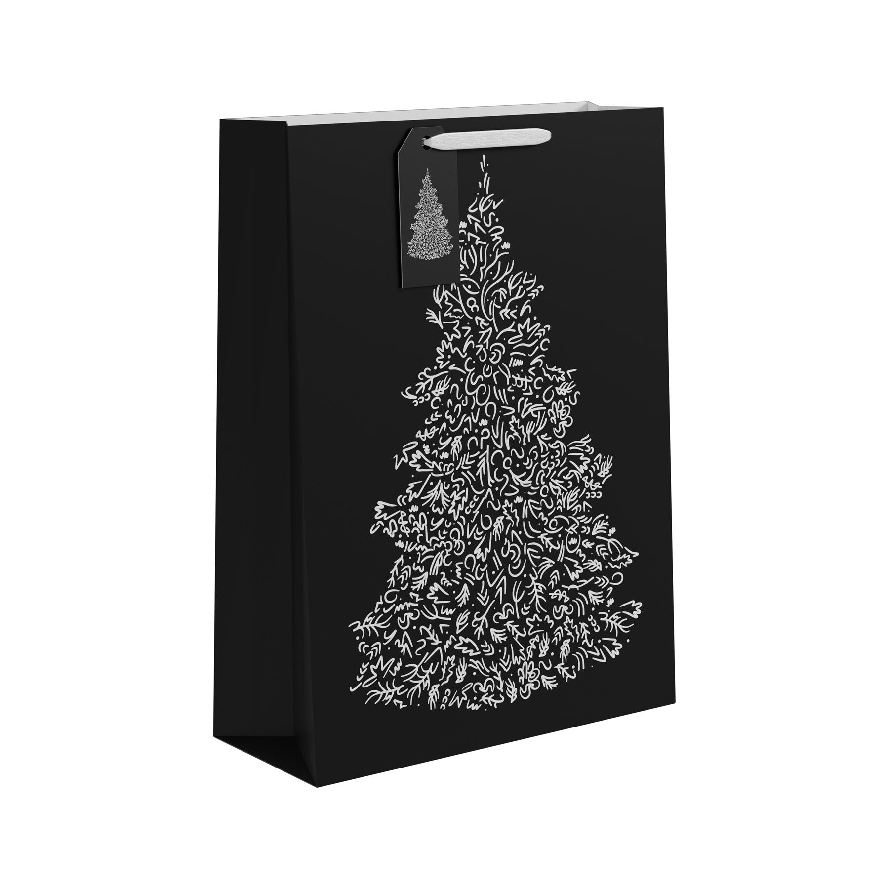 View Black White Christmas Tree Gift Bag Extra Large information