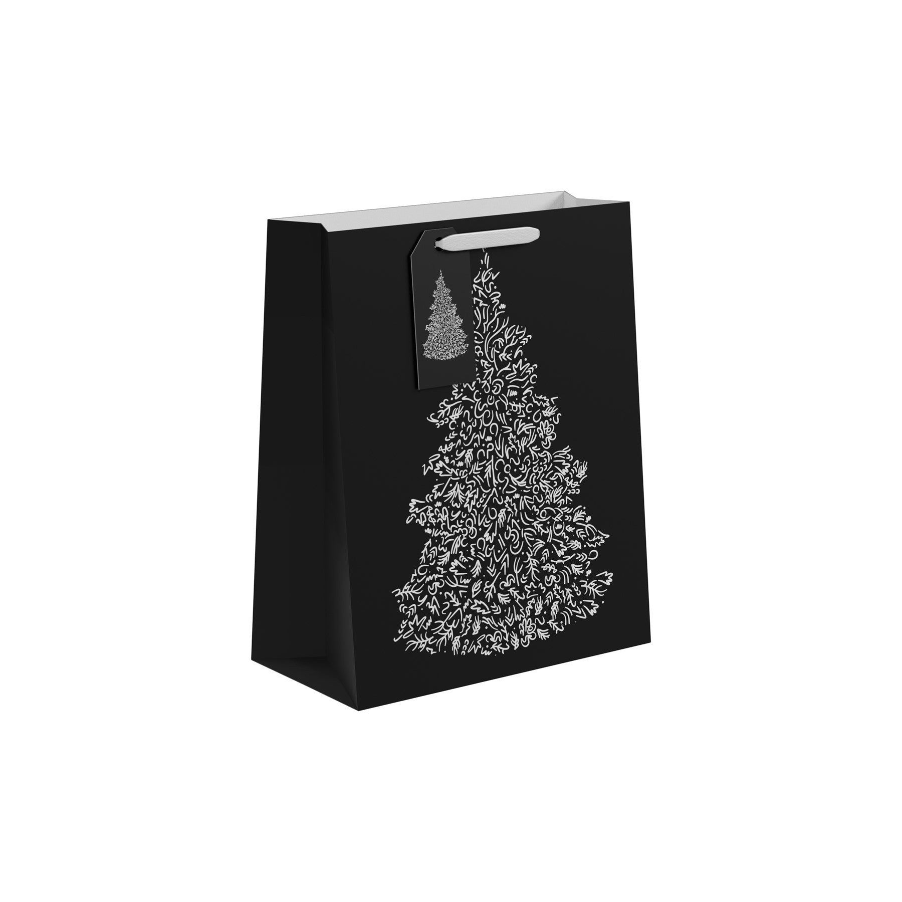 View Black White Christmas Tree Gift Bag Large information