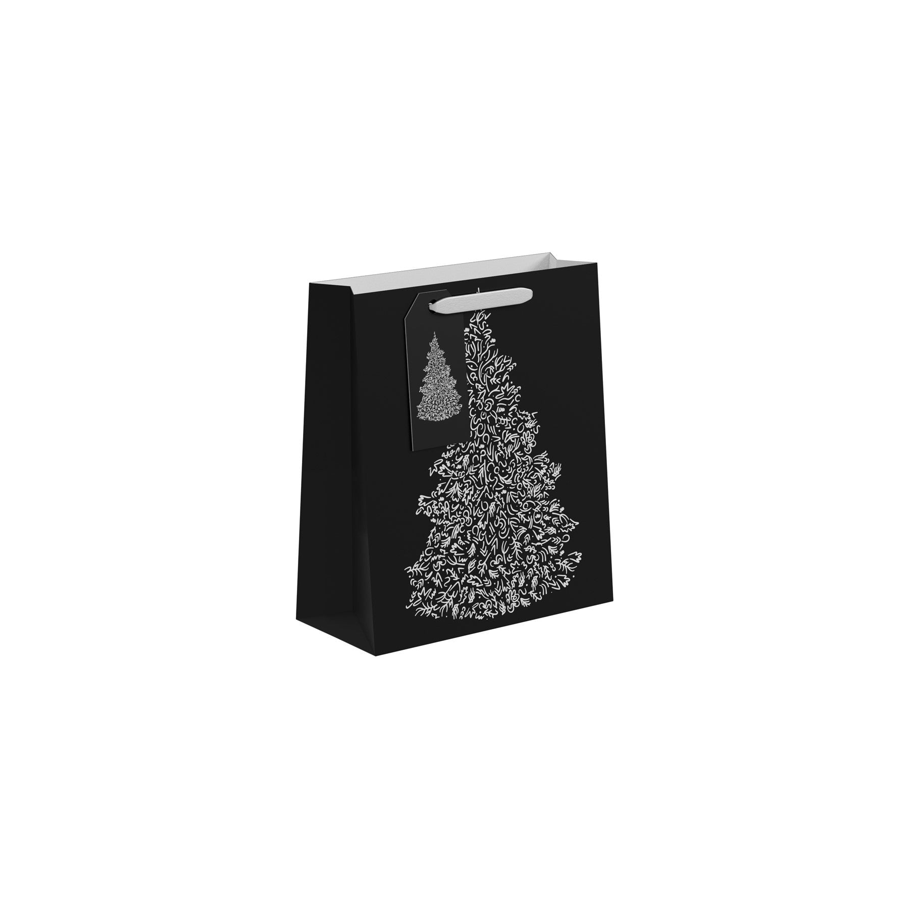 View Black White Christmas Tree Gift Bag Medium information