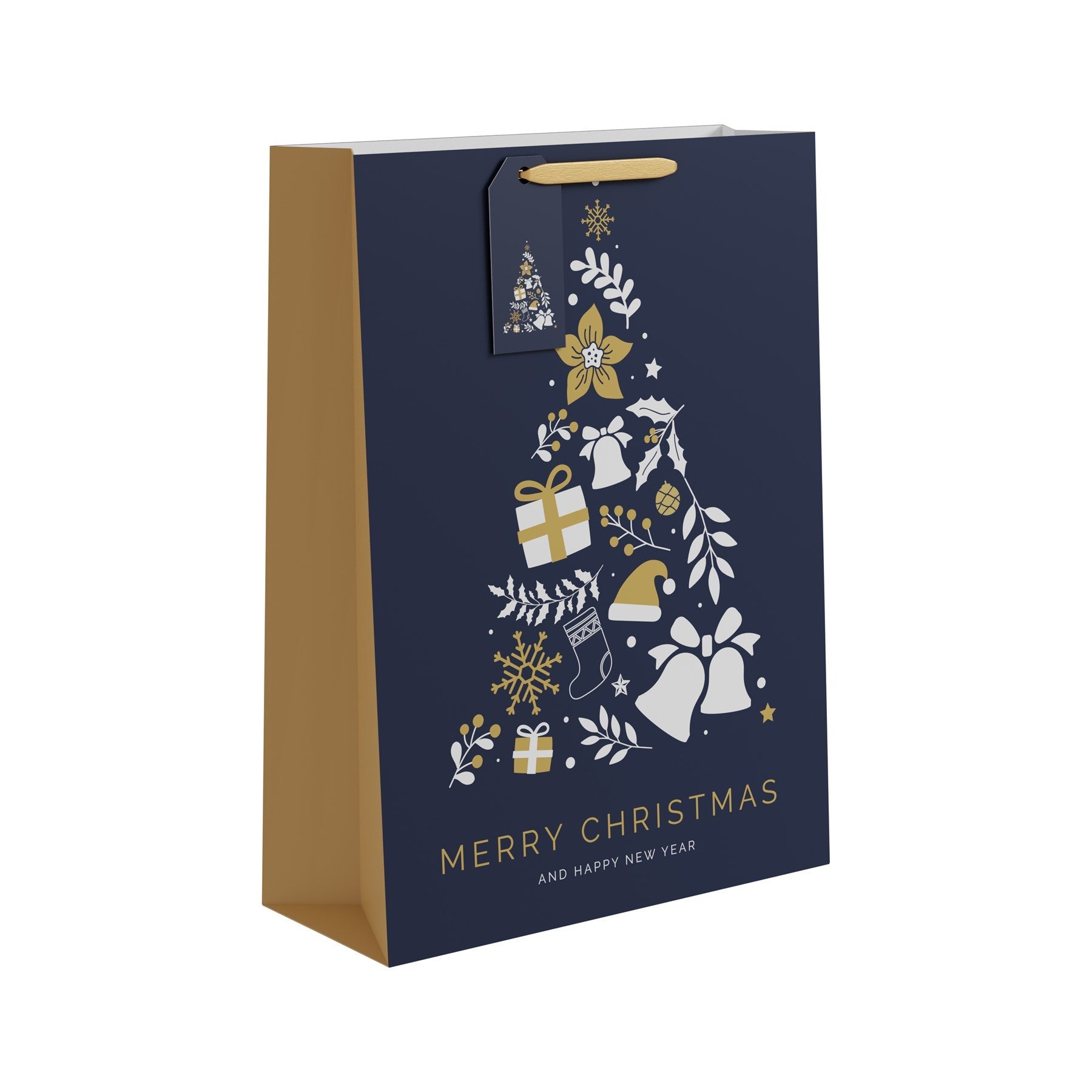 View Blue Gold Christmas Tree Gift Bag Extra Large information