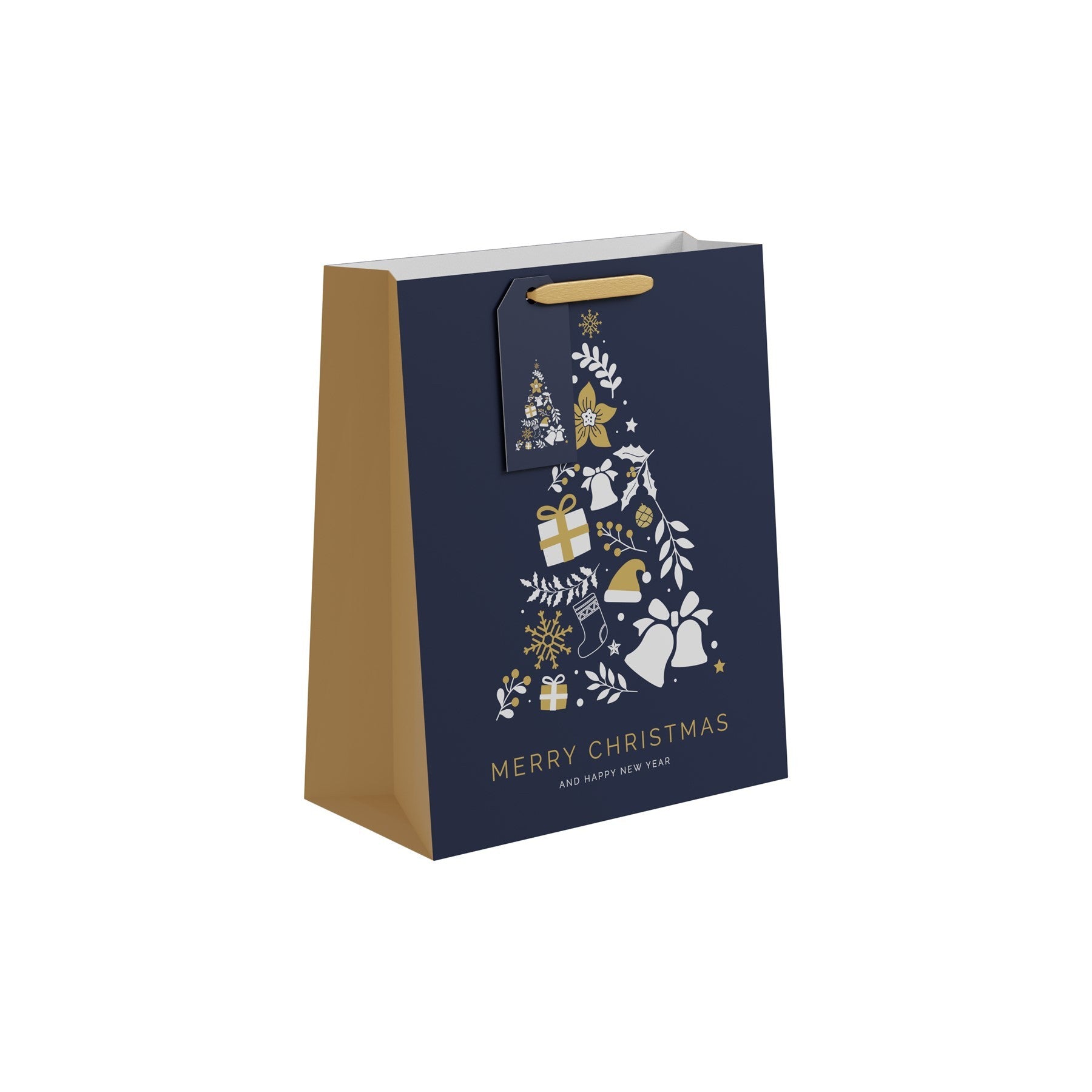 View Blue Gold Christmas Tree Gift Bag Large information