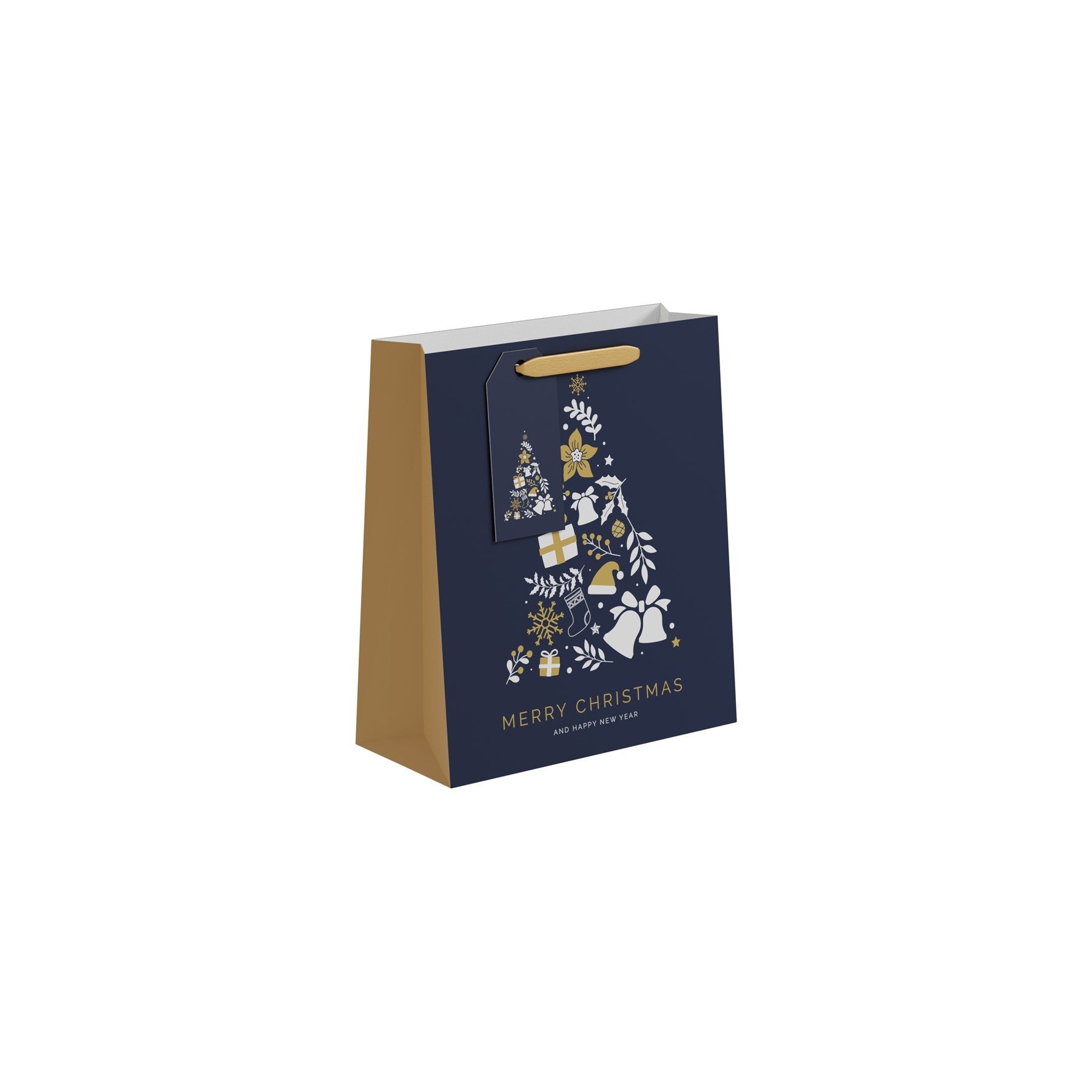 View Blue Gold Christmas Tree Gift Bag Medium information