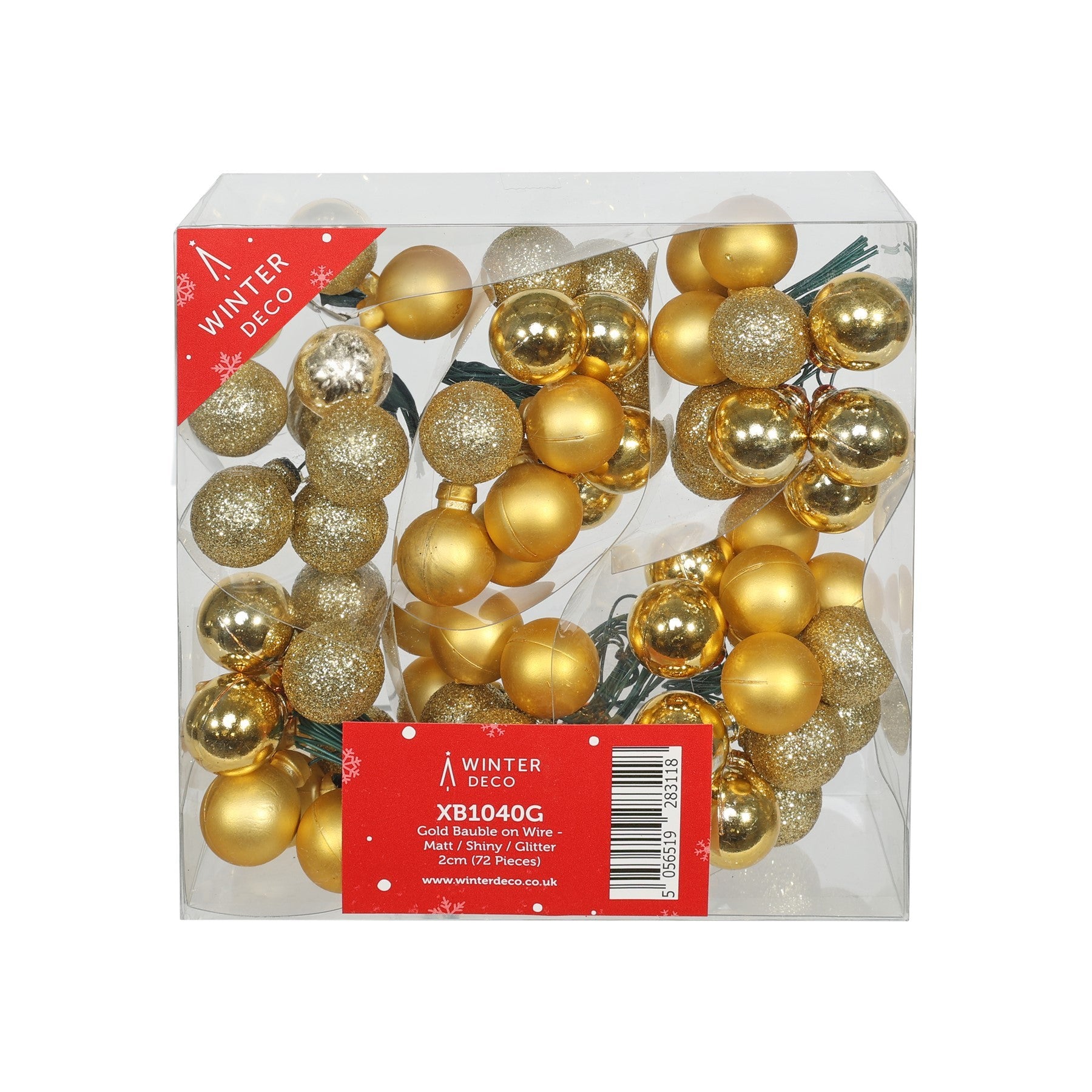 View Gold Bauble on Wire MattShinyGlitter Pack of 72 information