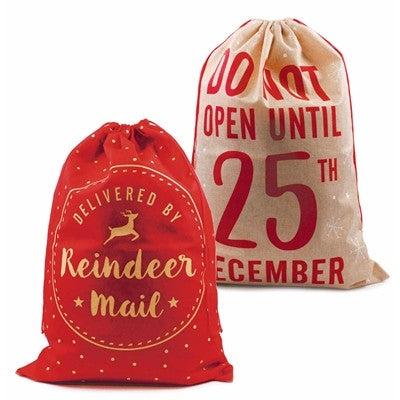 View Plush Hessian Christmas Printed Sacks Assorted information