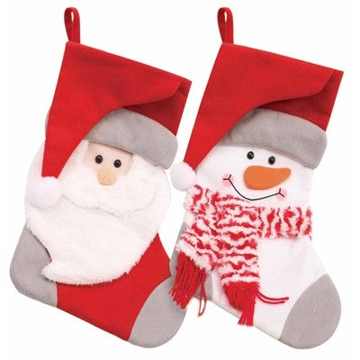 View Plush Red and Grey Christmas Stocking Assorted information