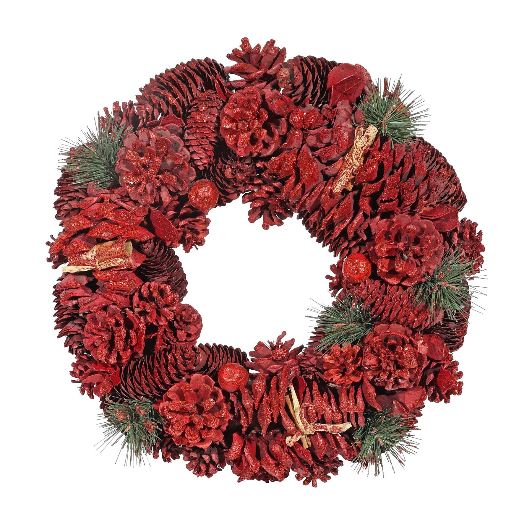 View Red Sparkle Cone Wreath 36cm information