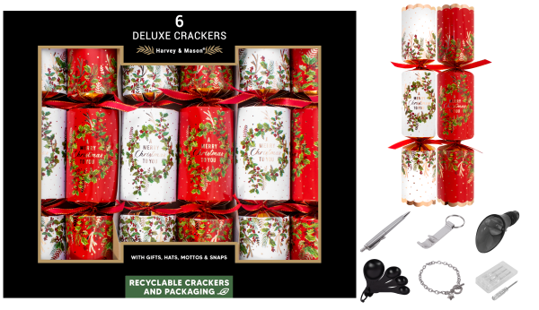 View Deluxe Wreath Holly Christmas Crackers Pack of 6 information