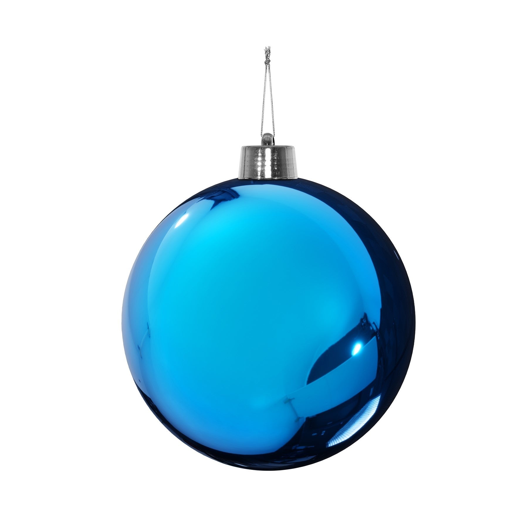 View Blue Shiny Shatterproof Bauble 20cm information