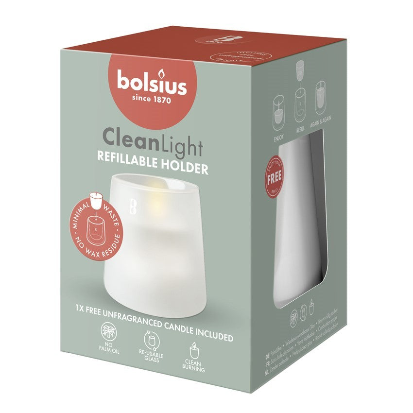 View White Glass Bolsius Clean Light Starter Kit Unfragranced information