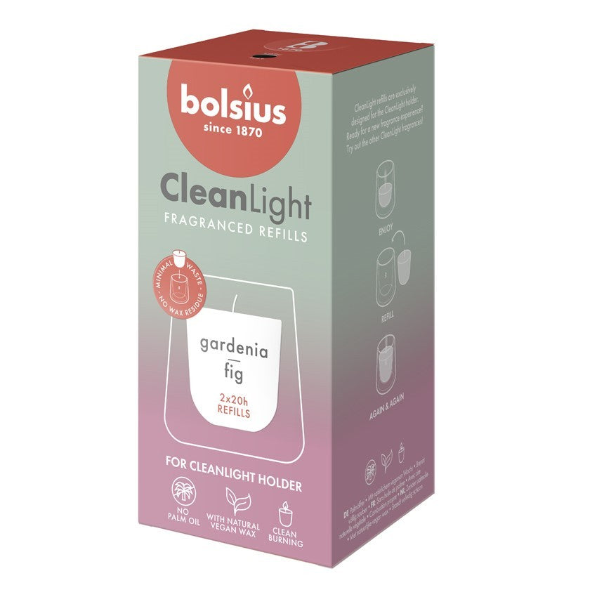 View Bolsius Clean Light Refill Gardenia and Fig 2 Pack information