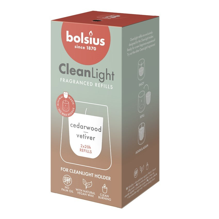 View Bolsius Clean Light Refill Cedarwood and Vetiver 2 Pack information