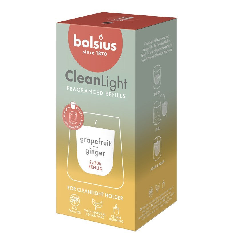 View Bolsius Clean Light Refill Grapefruit and Ginger 2 Pack information