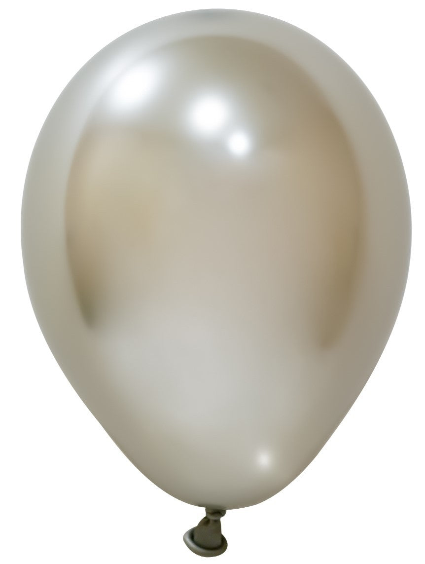 View White Gold Chrome Latex Balloon 5inch Pack of 100 information