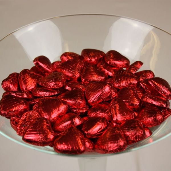 View Red Foiled Dark Chocolate Hearts 500g information