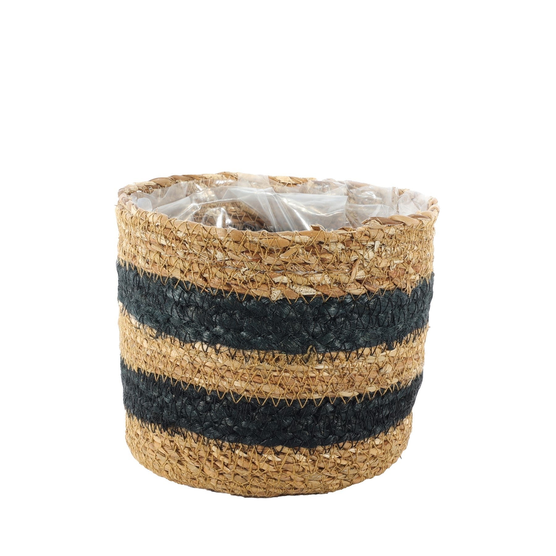 View Natural Black Striped Seagrass Basket 13cm x 15cm information