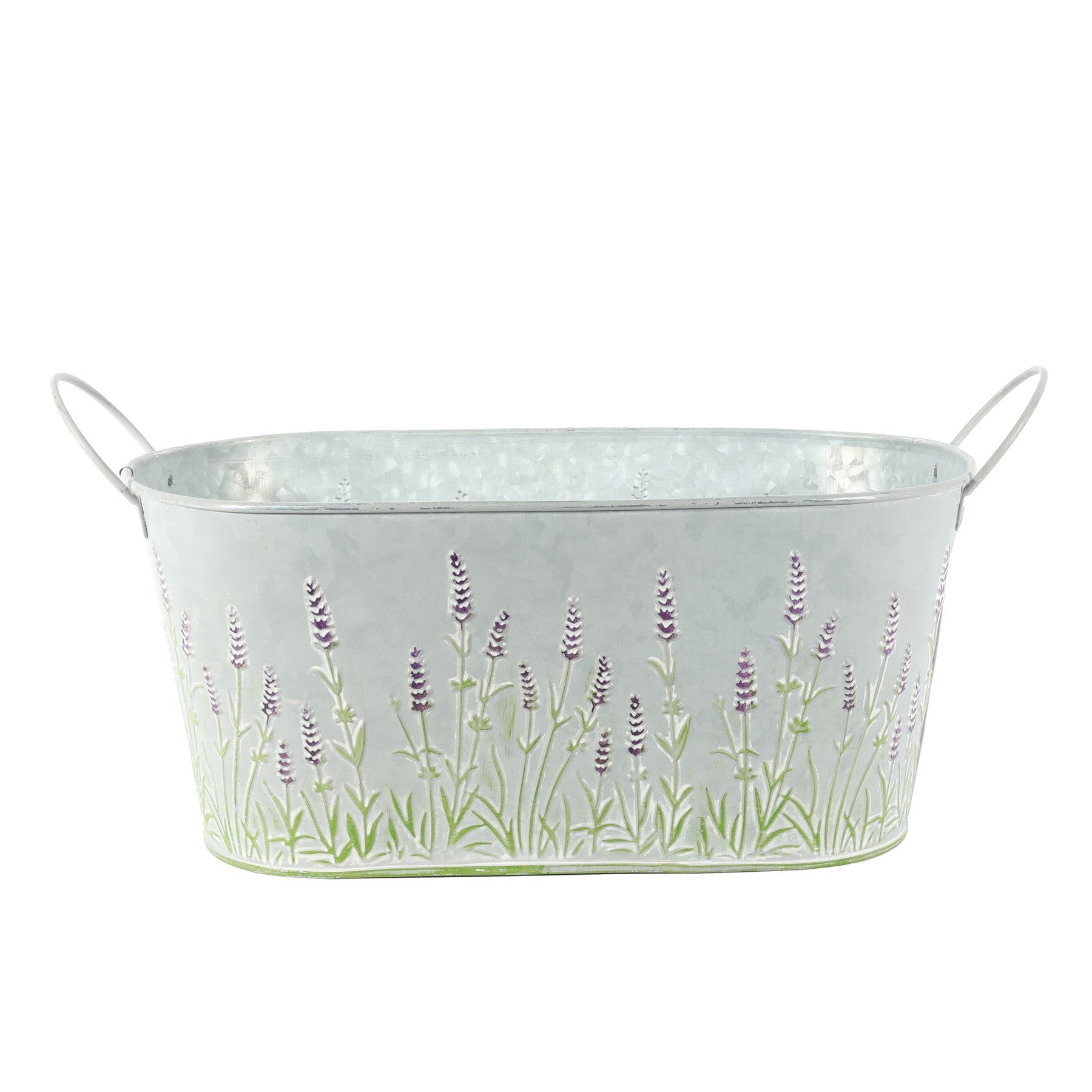 View Zinc Oval Trough Lavender Print H13 x L29cm information