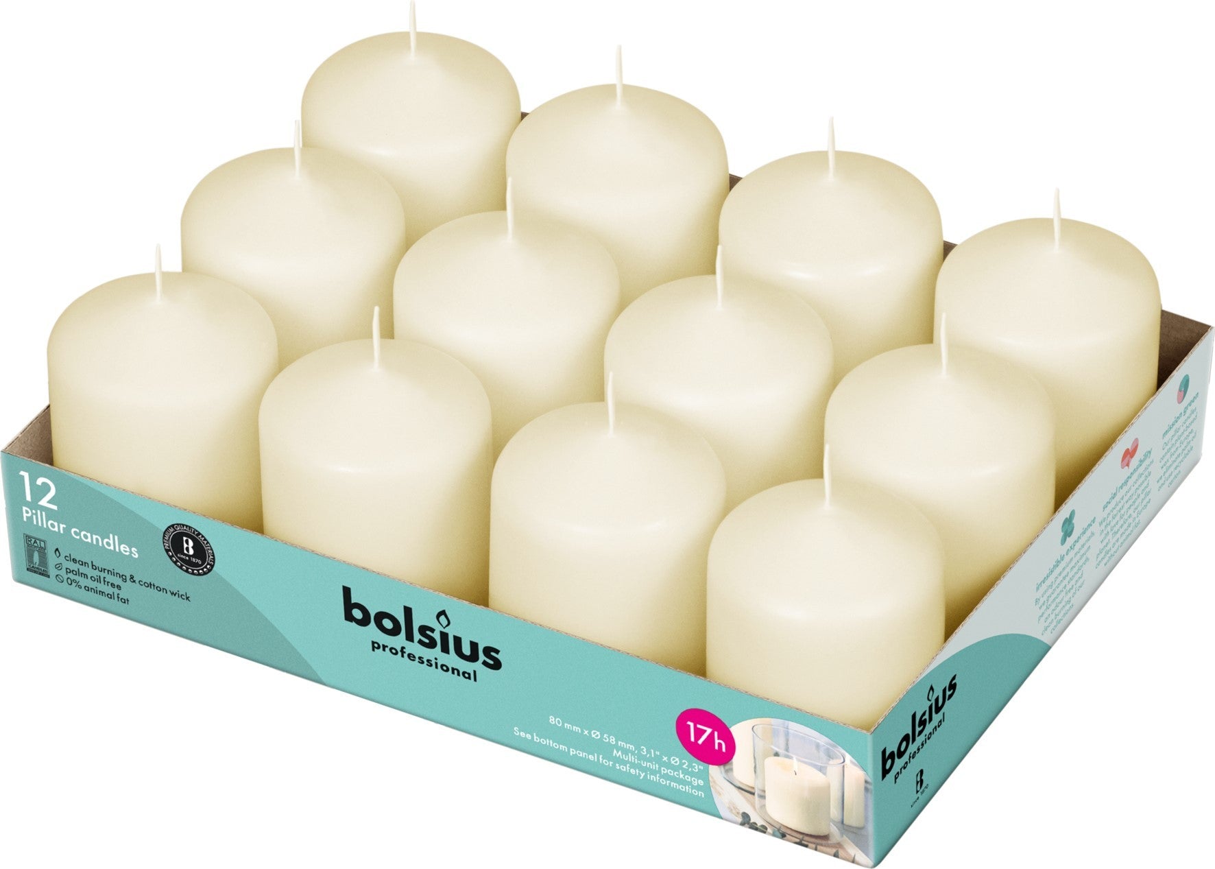 View 12 Bolsius Professional Pillar Candle Ivory 7858mm information