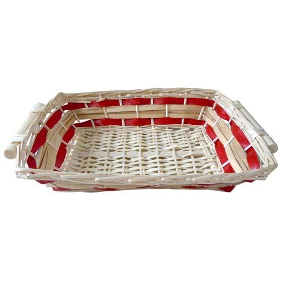 View Rectangle Double Stripe Tray 44cm white and red information