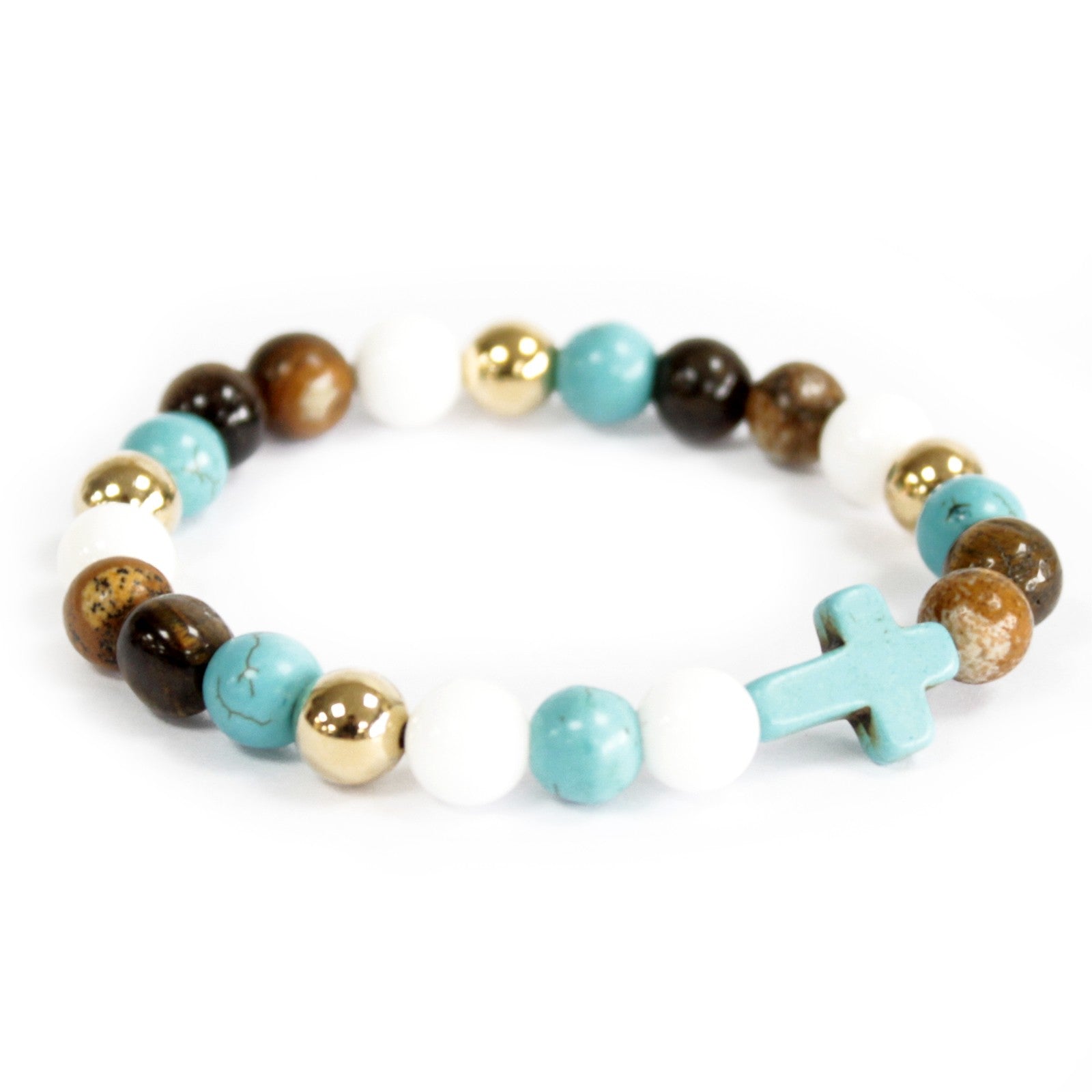 View Turquoise Cross Royal Beads Gemstone Bracelet information