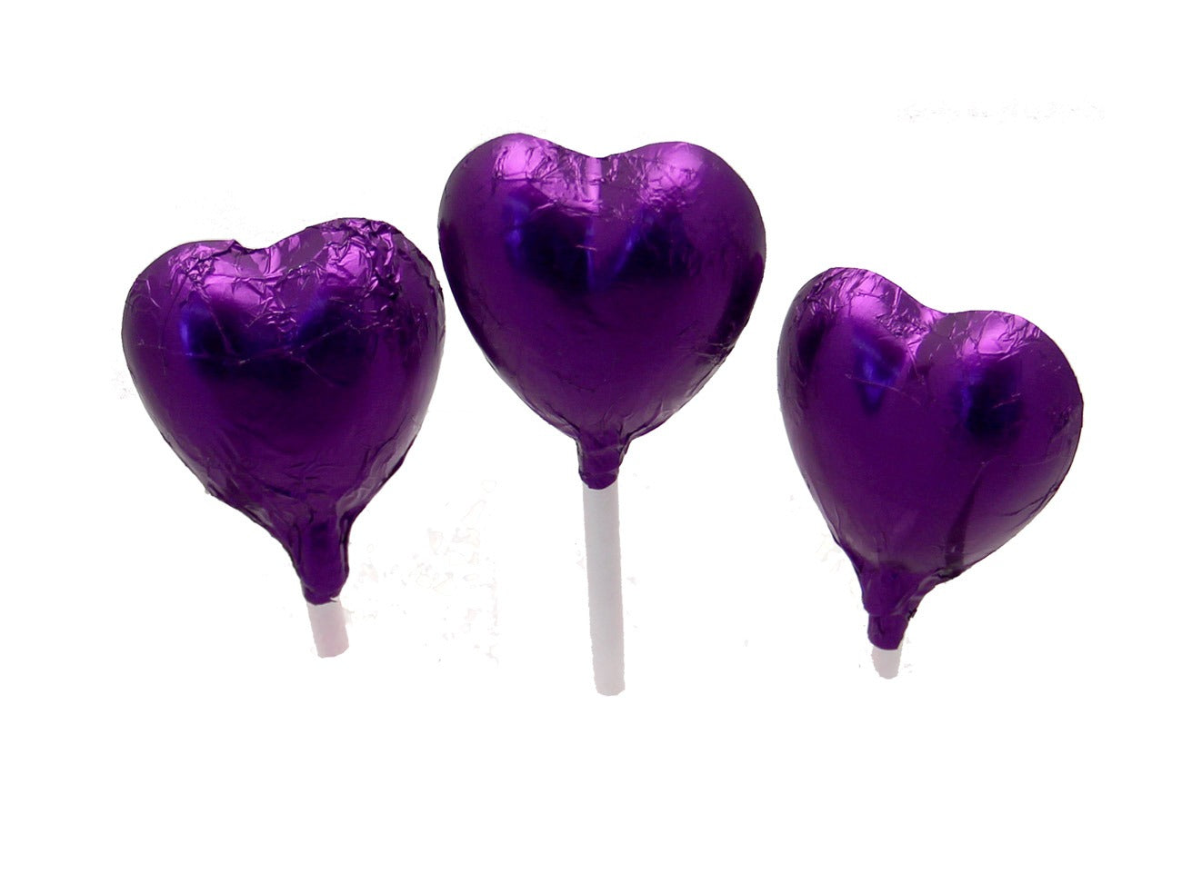 View Purple Foil Chocolate Heart Lollipop information
