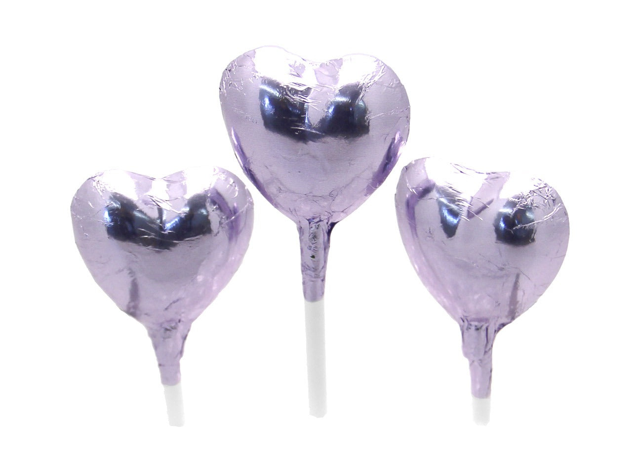 View Lilac Foil Chocolate Heart Lollipop information