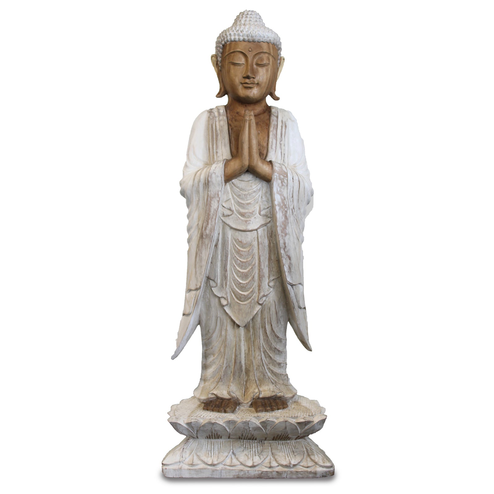 View Buddha Statue Standing Whitewash 1m Welcome information