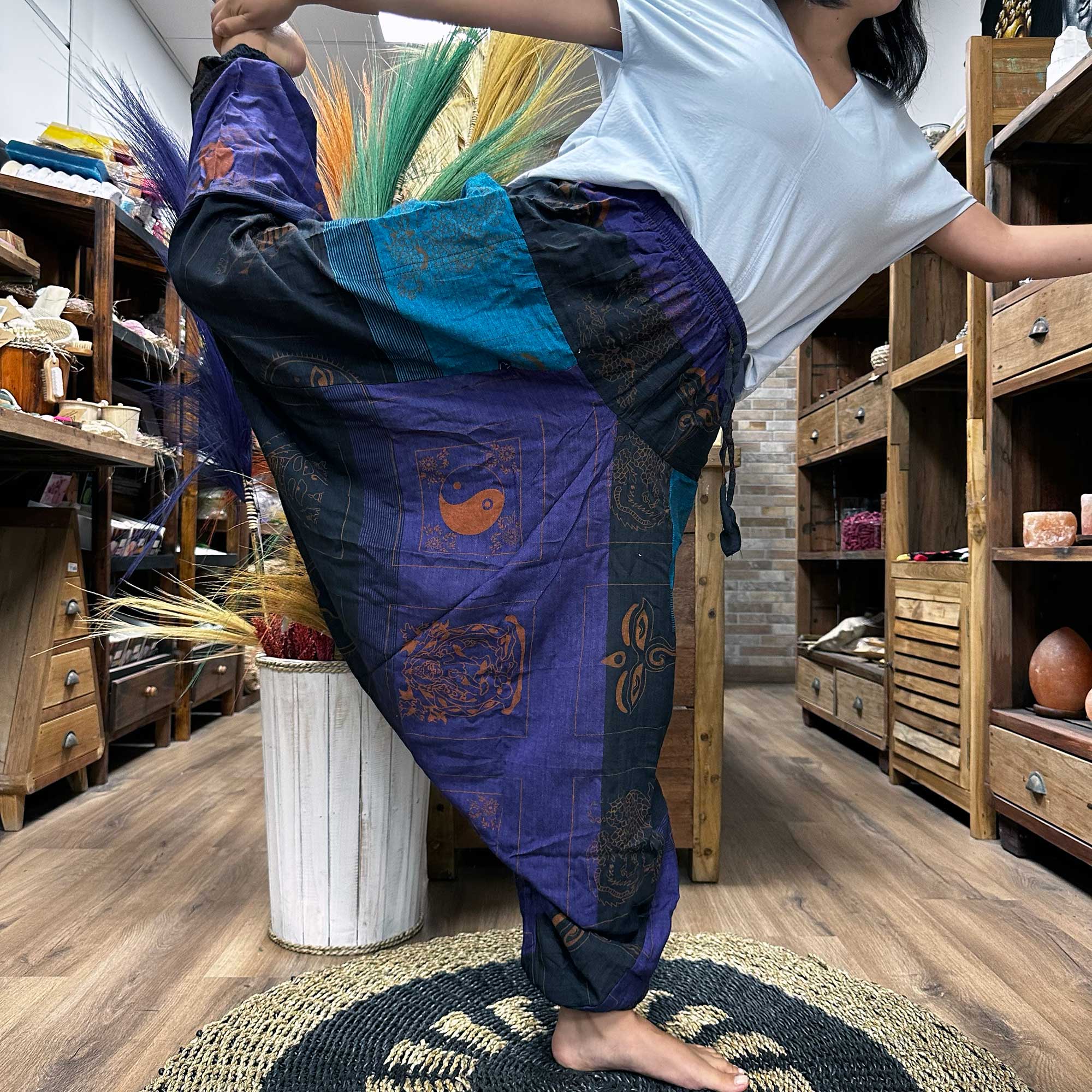 View Yoga and Festival Pants Aladdin Himalayan Print on Purple information