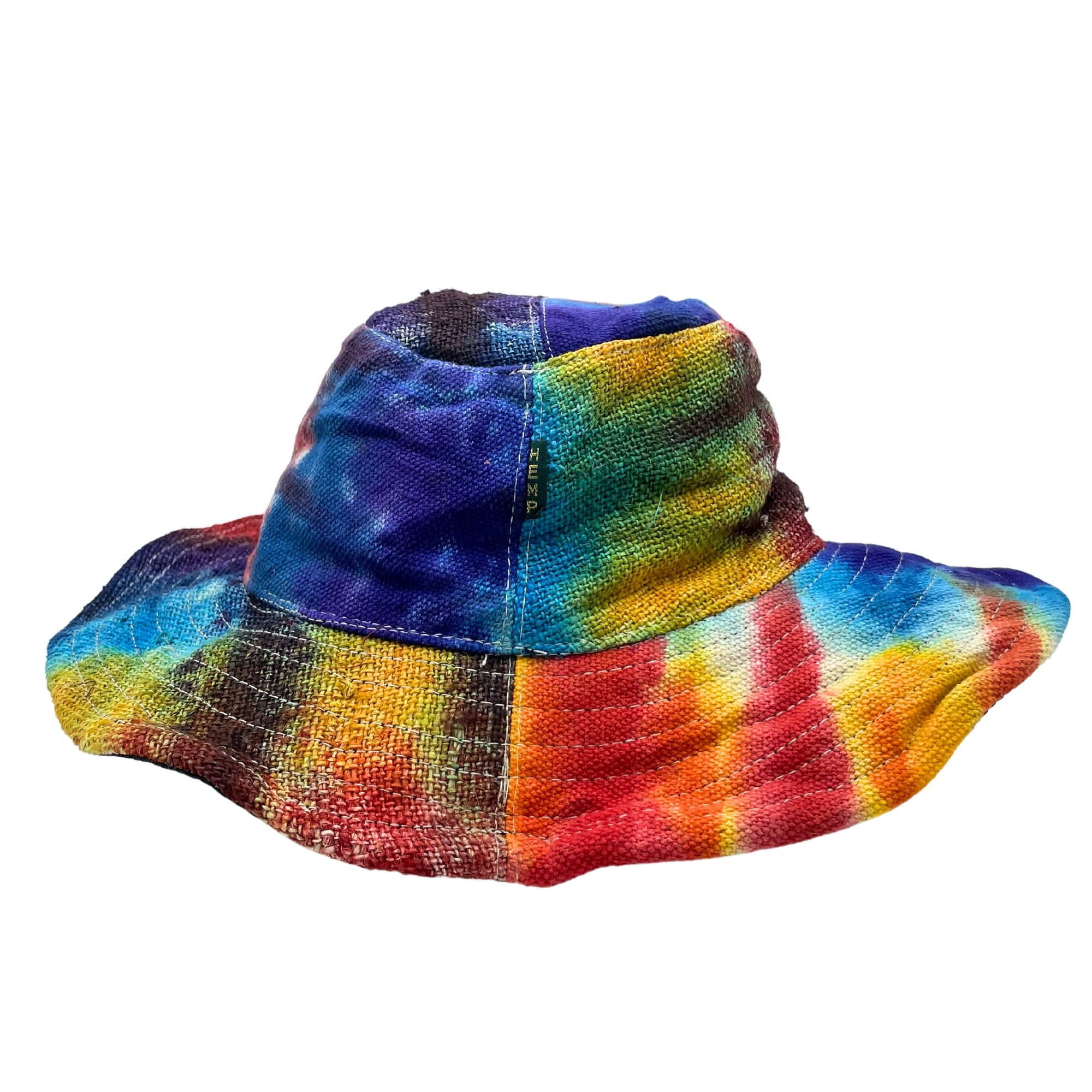 View Patched and Wired Hemp Cotton Boho Festival Hat Tiedye information