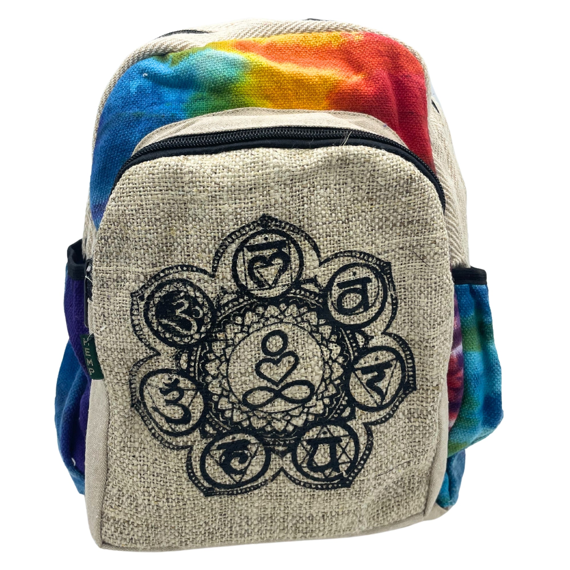 View Tiedye Hemp Medium Backpack 7 Chakra information