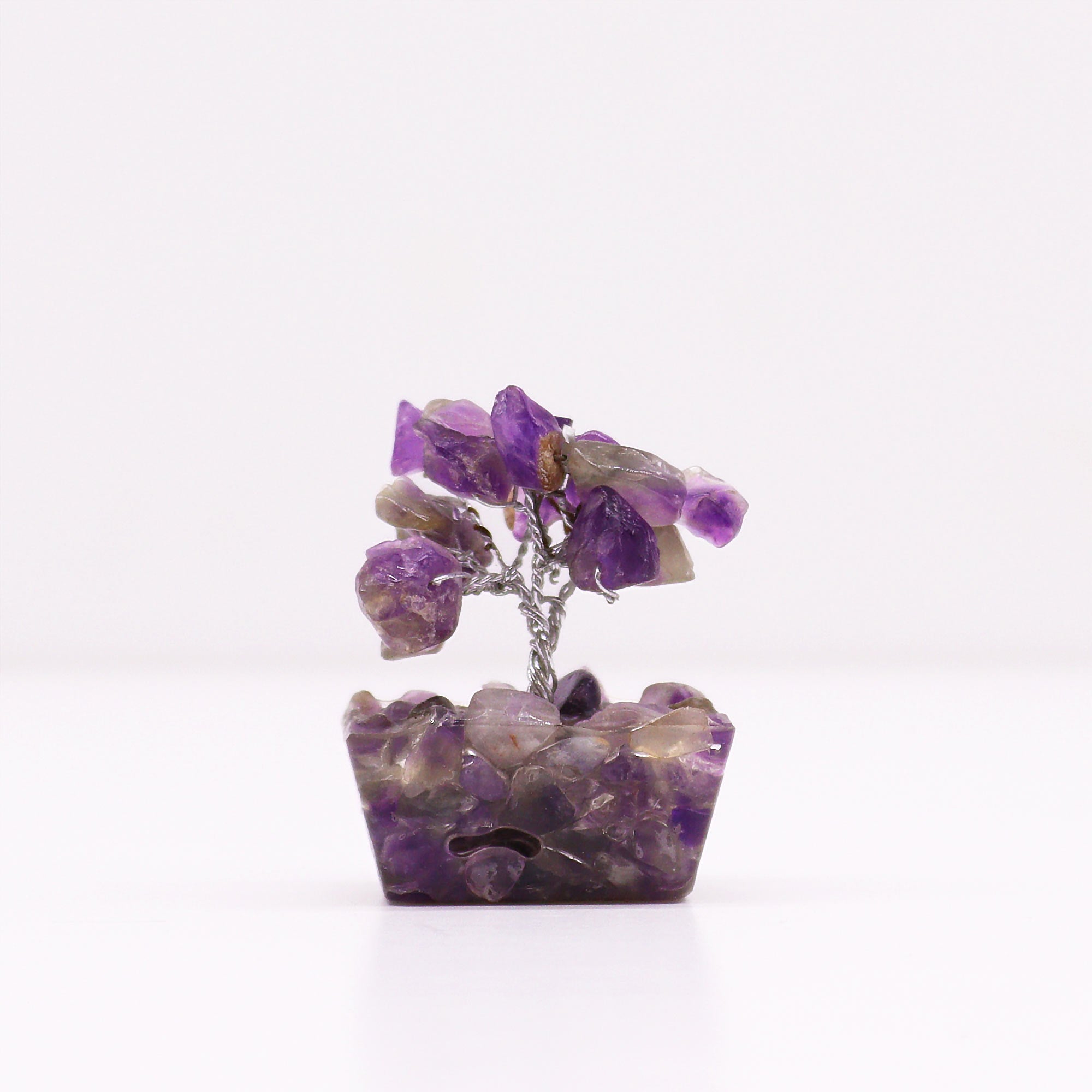 View Mini Gemstone Tree On Orgonite Base Amethyst 15 stones information
