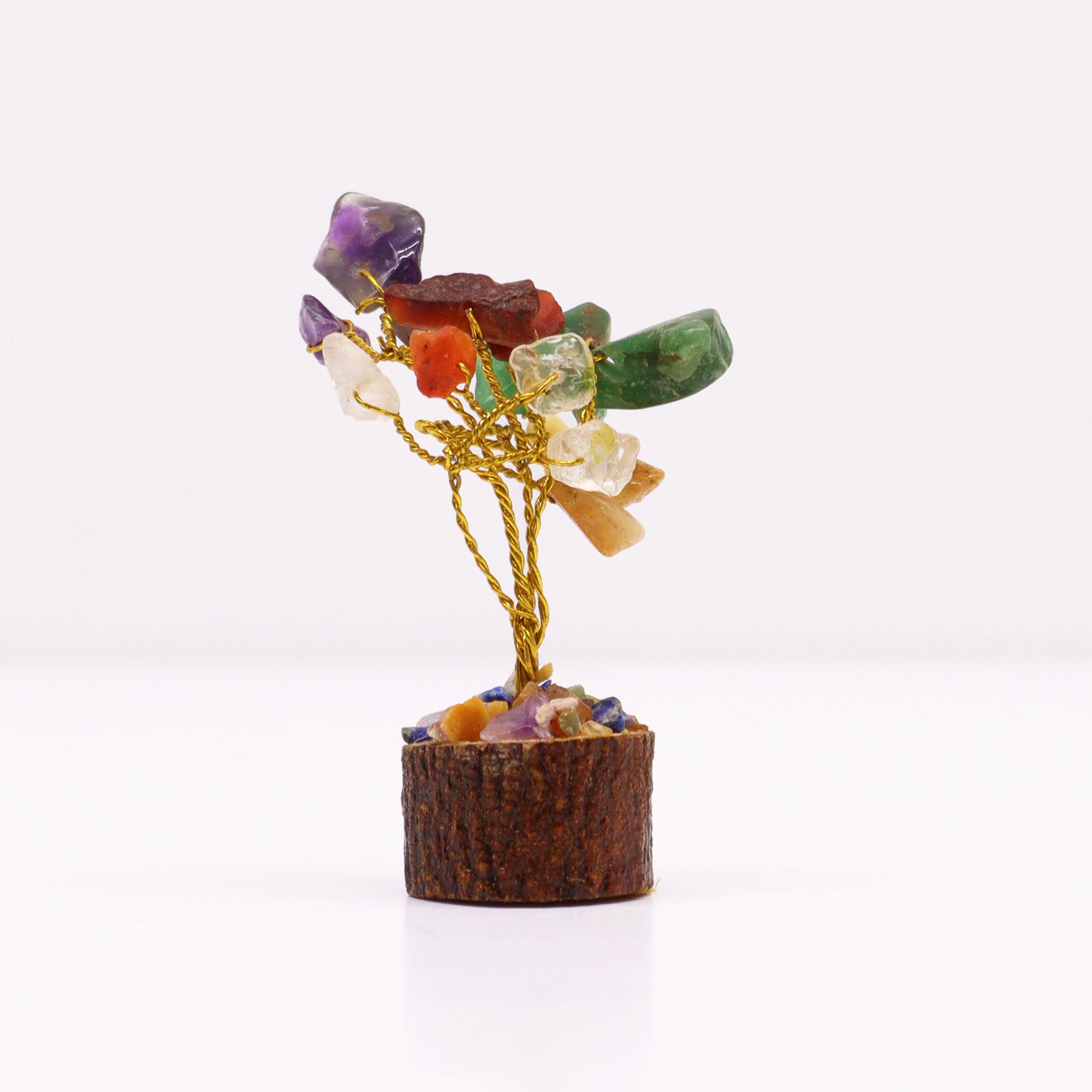 View Mini Gemstone Tree On Wood Base Multi Stones 15 stones information