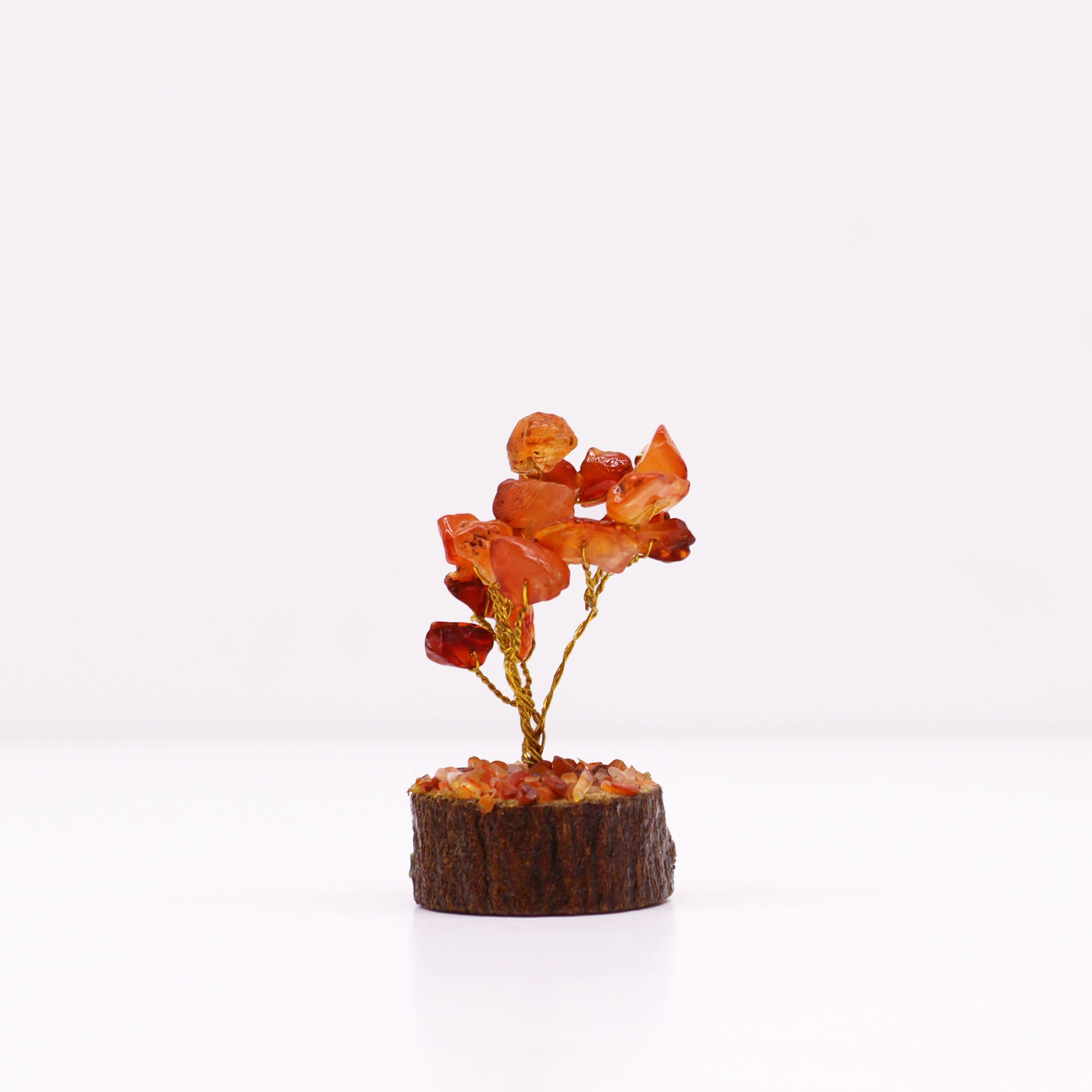 View Mini Gemstone Tree On Wood Base Carnelian 15 stones information