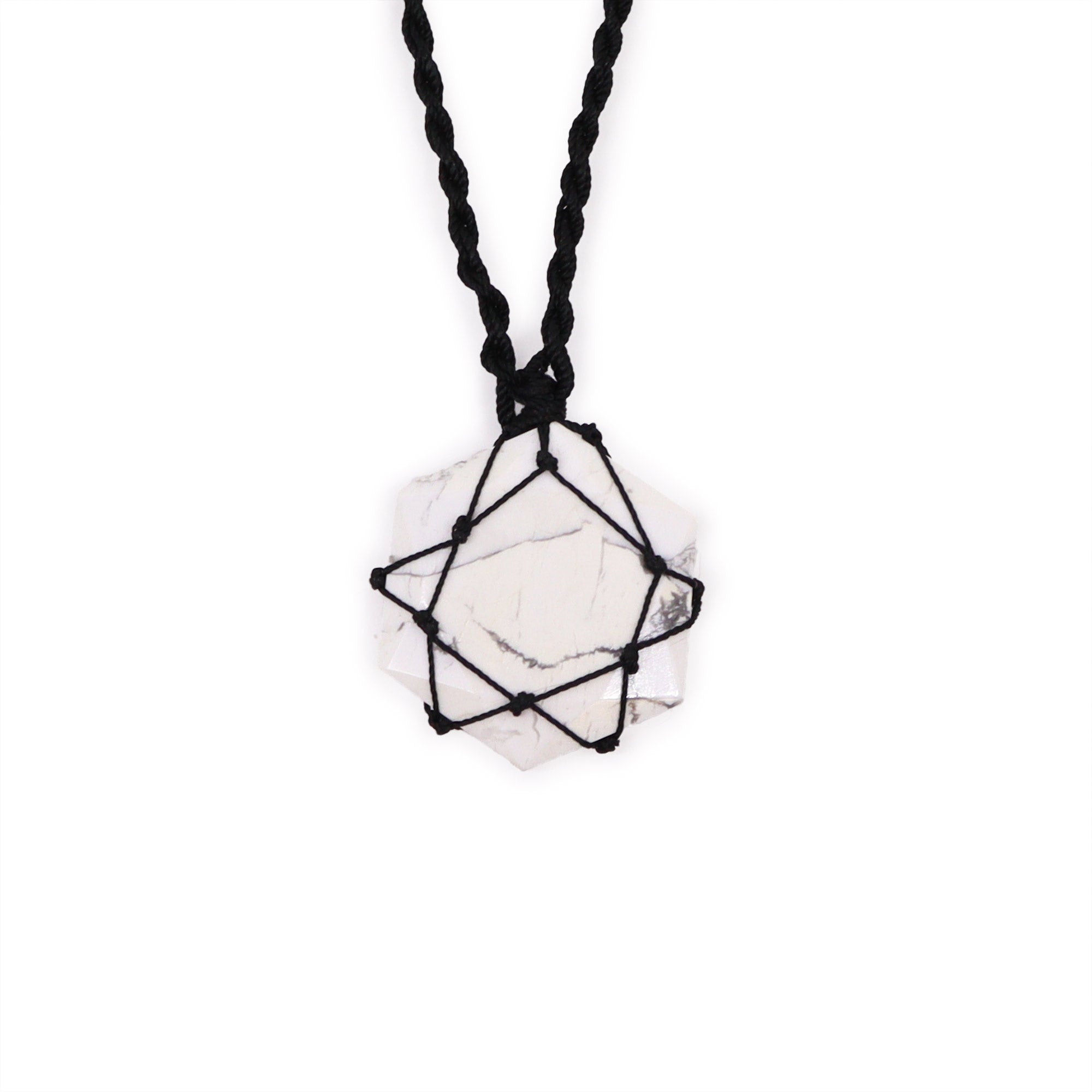 View Laced Gemstone Hexagon Pendant White Howlite information