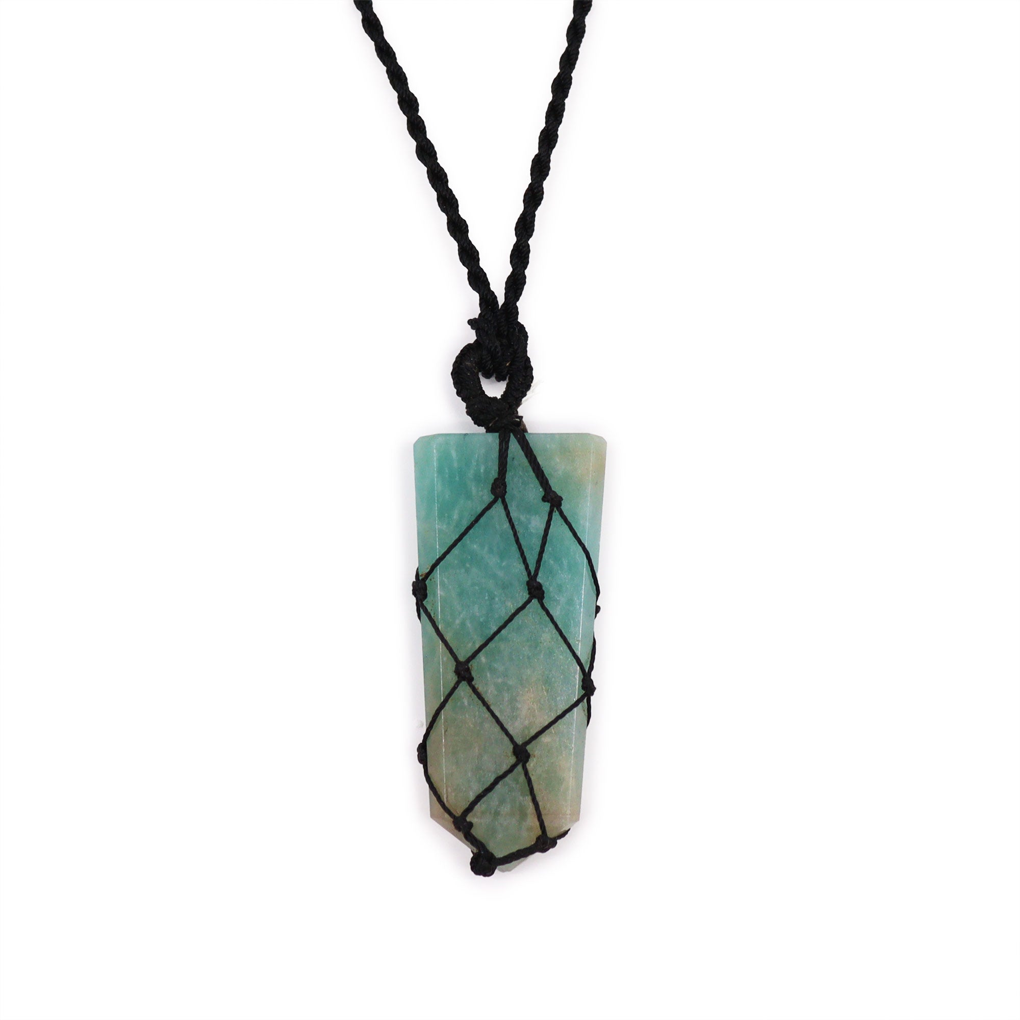 View Laced Gemstone Flat Point Pendant Amazonite information