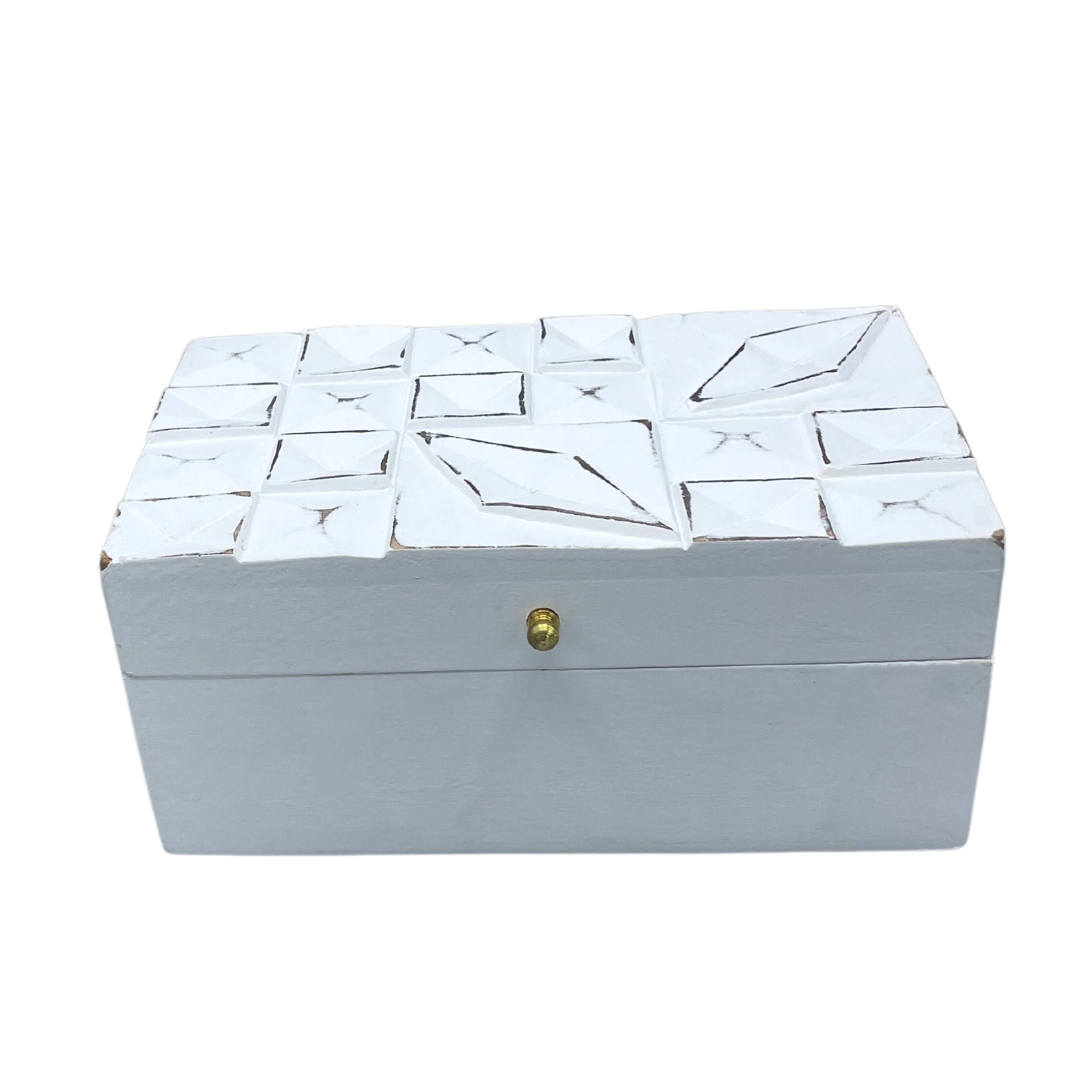 View Vintage Deco Multi Purpose Box 22x12x10cm White Diamonds information