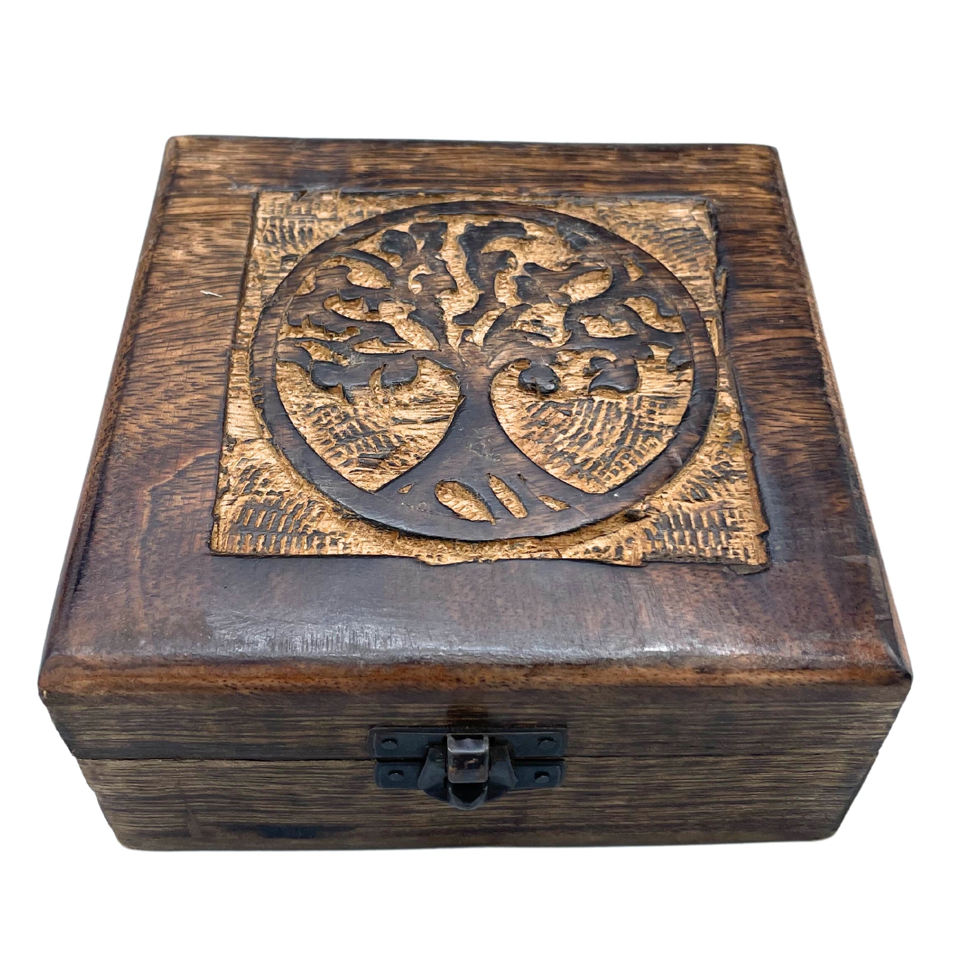 View Square Wooden Keepsake Box 13x13x6cm Tree of Life information