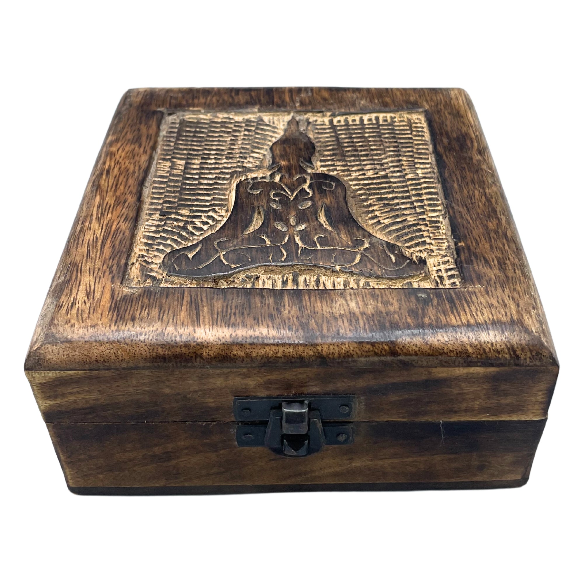 View Square Wooden Keepsake Box 13x13x6cm Buddha information