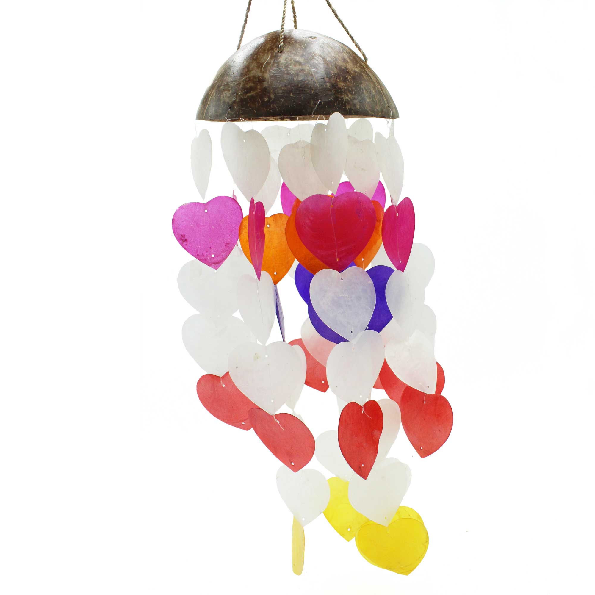 View Coconut Capiz Windchimes Big Hearts 40cm information