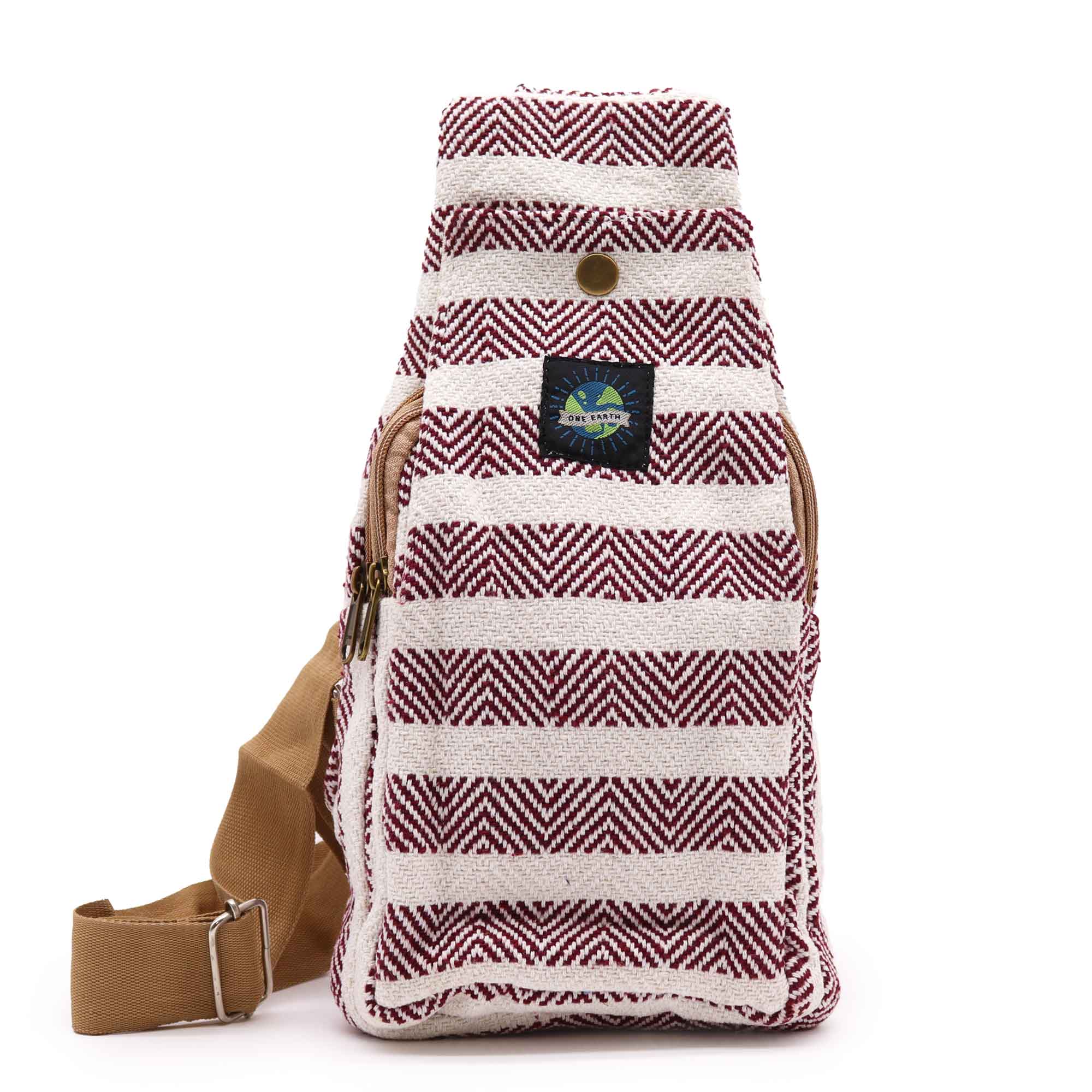 View Body Cross Bag Natural Cotton Burgundy White information