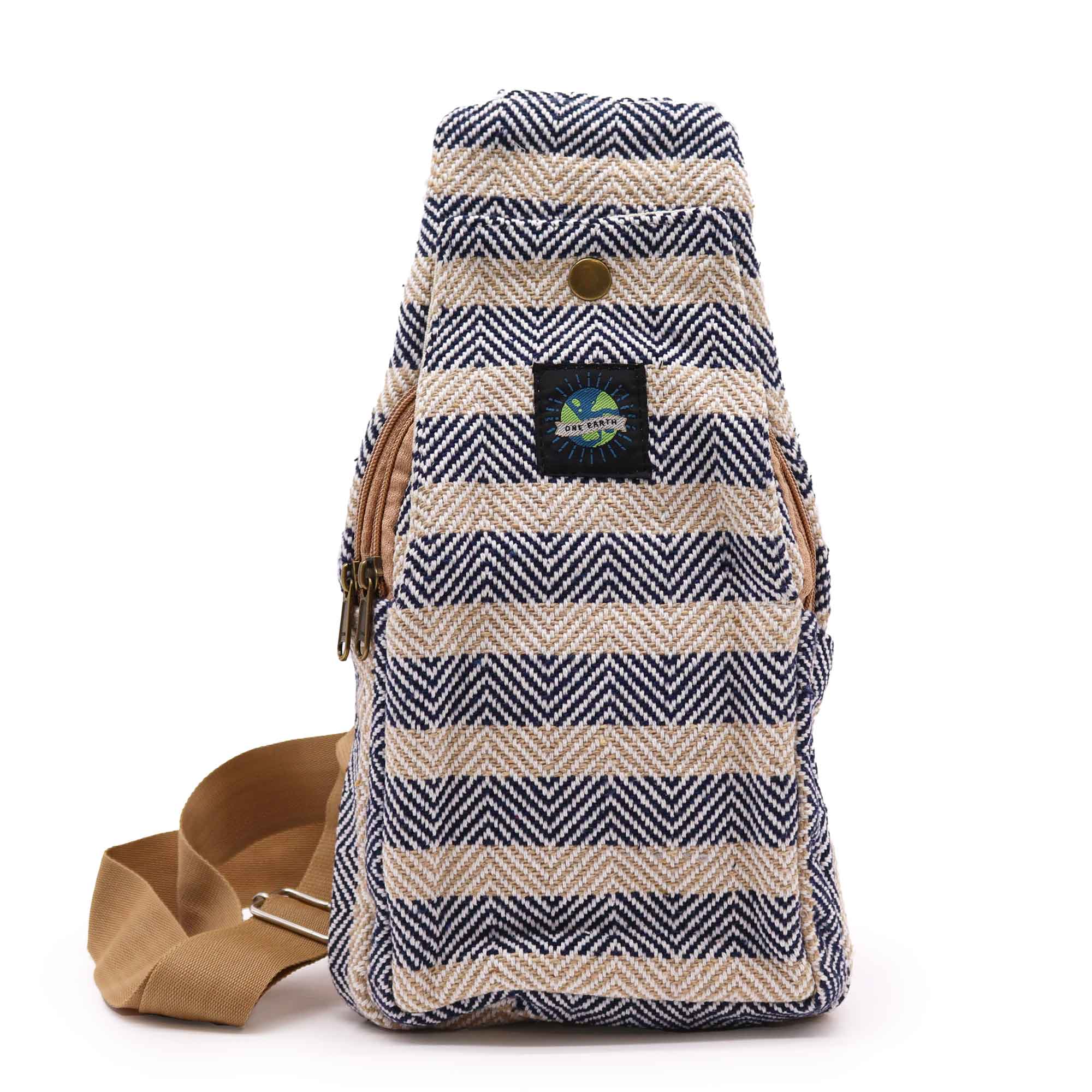 View Body Cross Bag Natural Cotton Tan Navy information