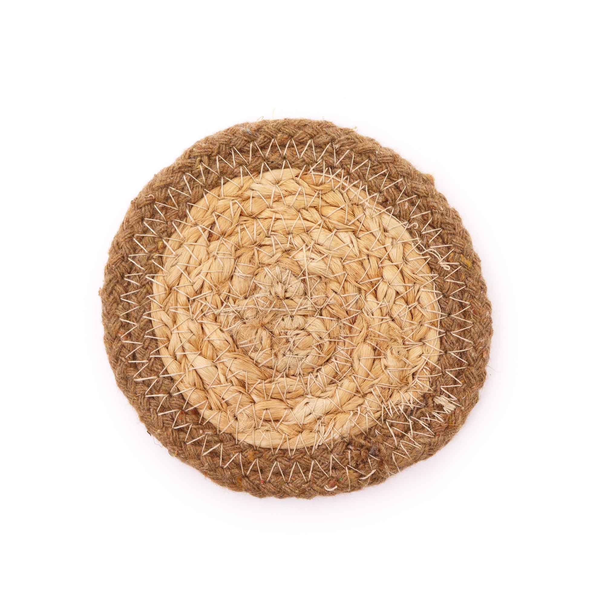 View Natural Coaster Jute Cotton 10cm set of 4 Natural Boarder information