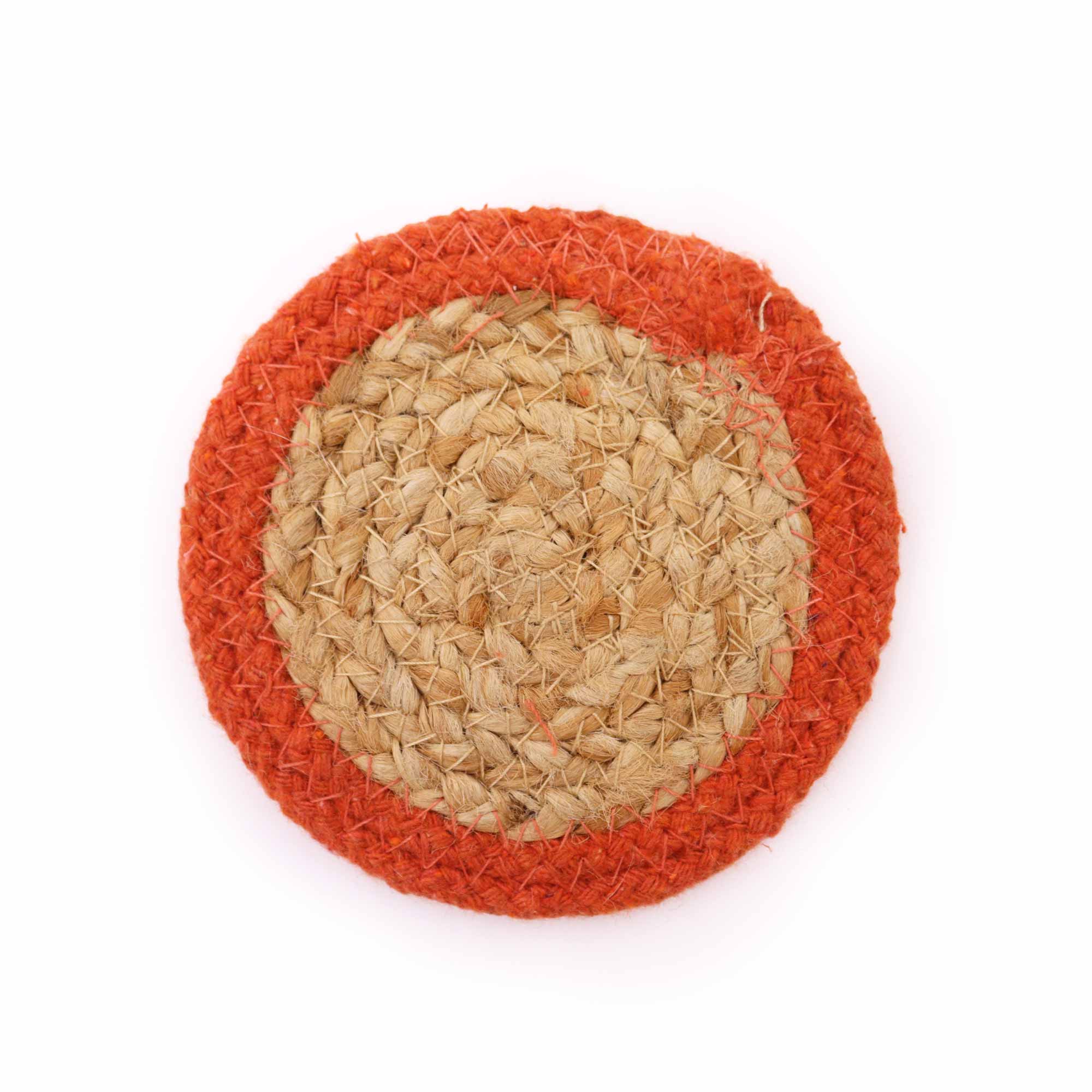 View Natural Coaster Jute Cotton 10cm set of 4 Clay Boarder information