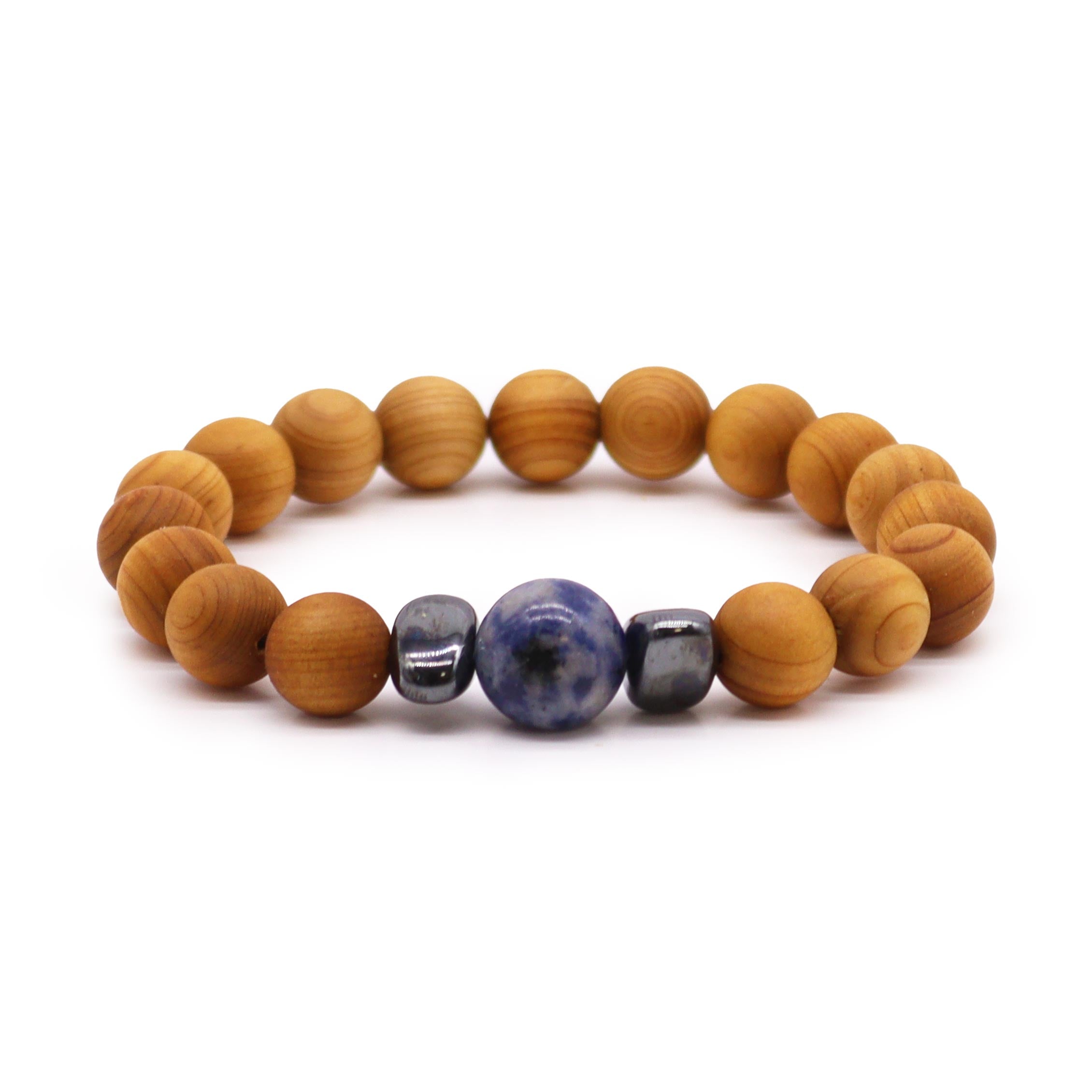 View Cedarwood Throat Chakra Bangle with Sodalite information