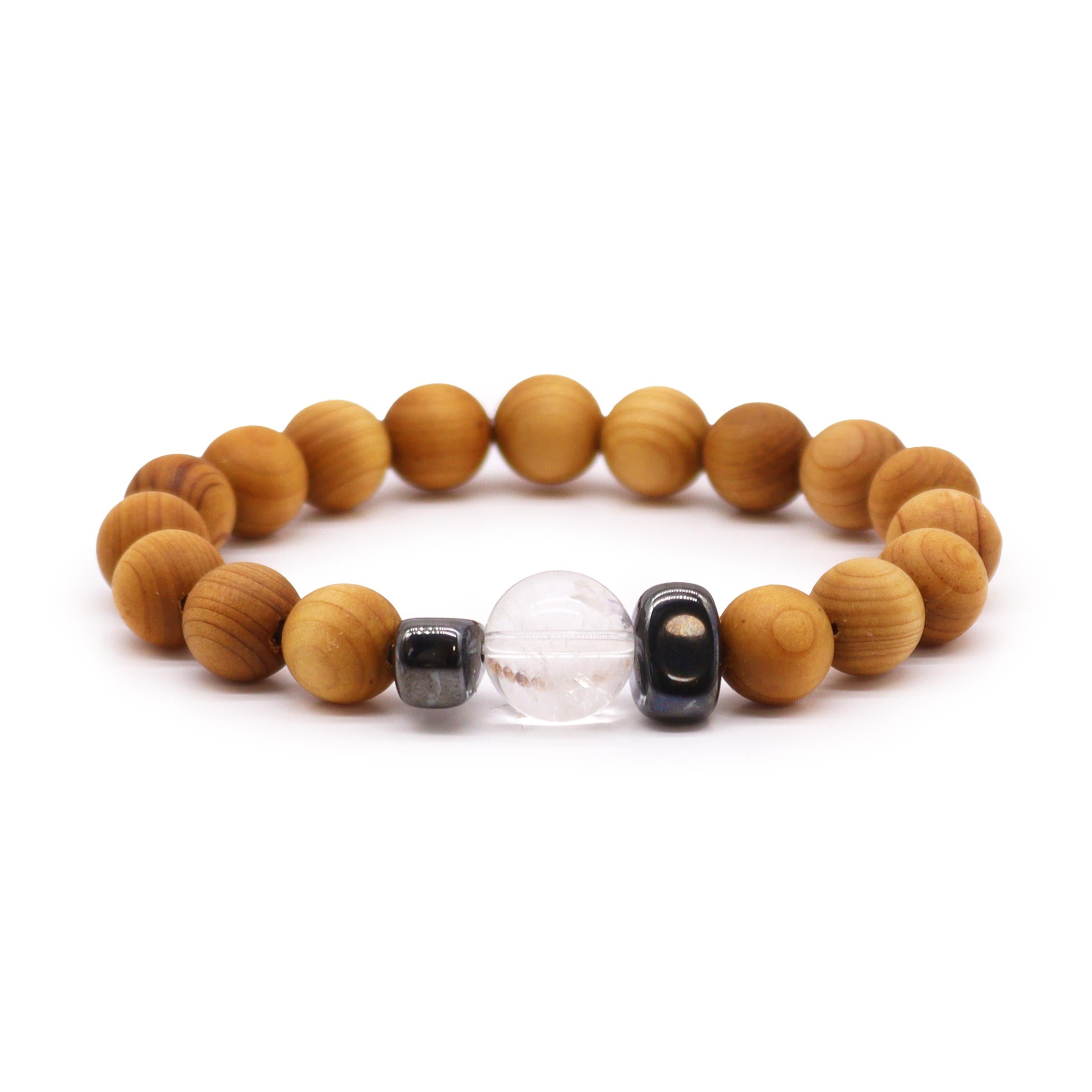 View Cedarwood Crown Chakra Bangle with Clear Quartz information