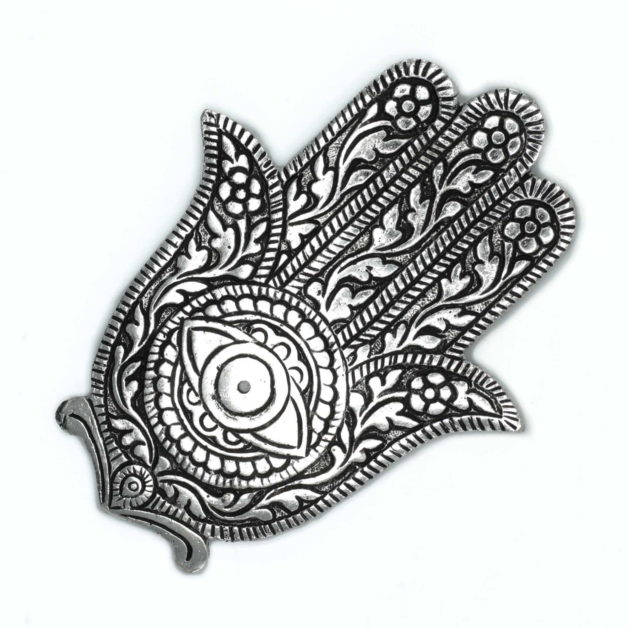 View Polished Aluminium Hamsa Incense Holder 14cm information