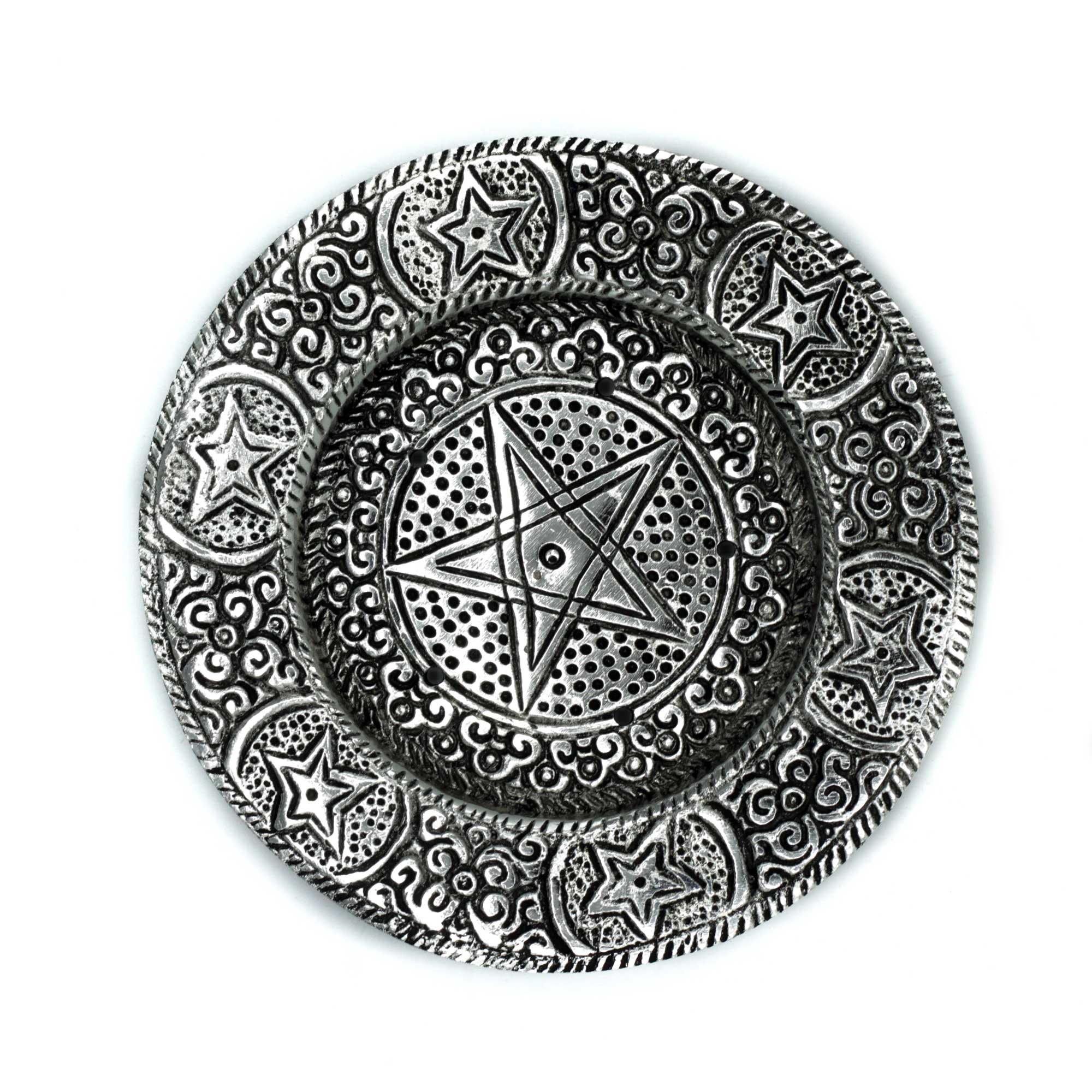 View Polished Aluminium Pentagram Incense Holder 115cm information