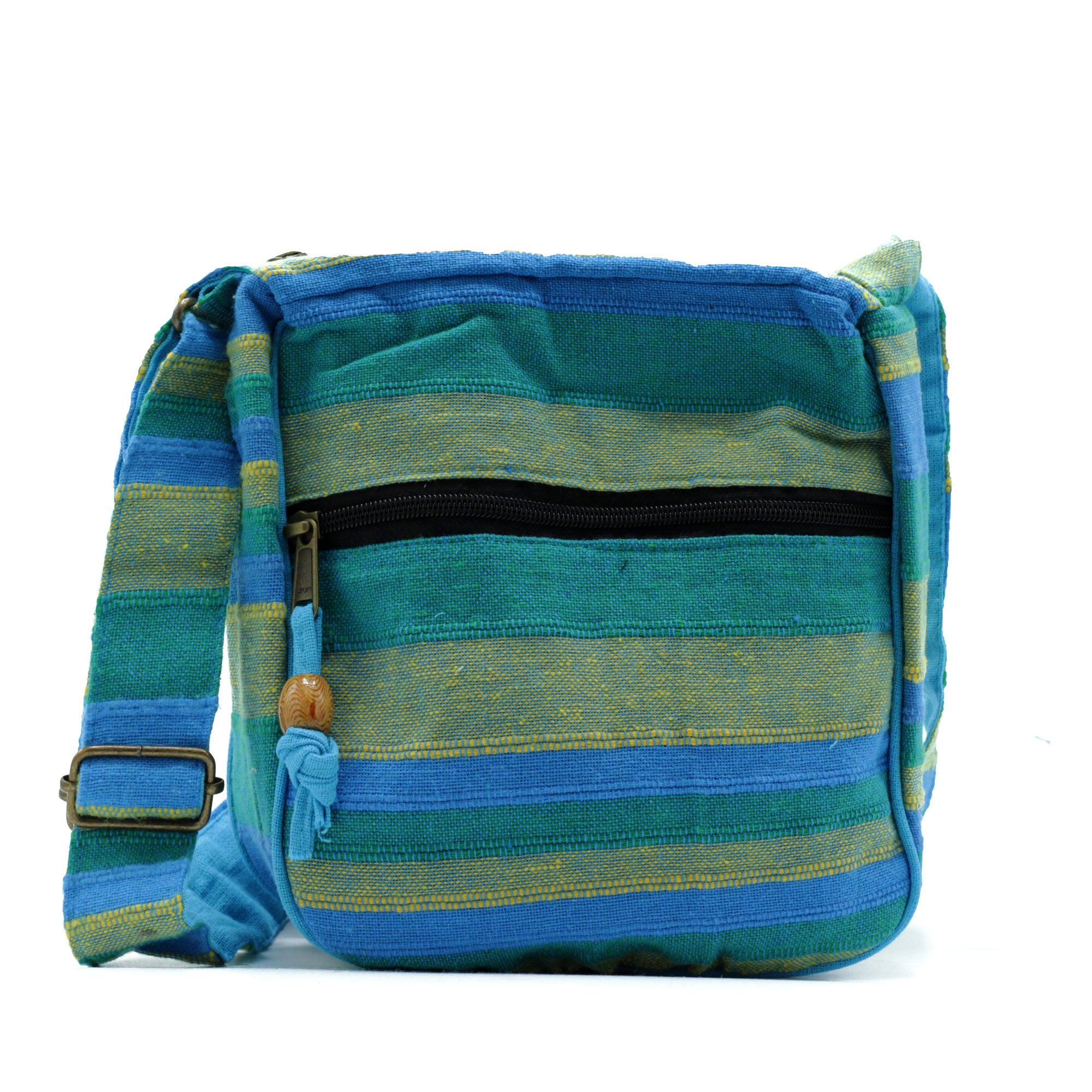 View Lrg Nepal Sling Bag Adjustable Strap Spring Meadows Green Blue information