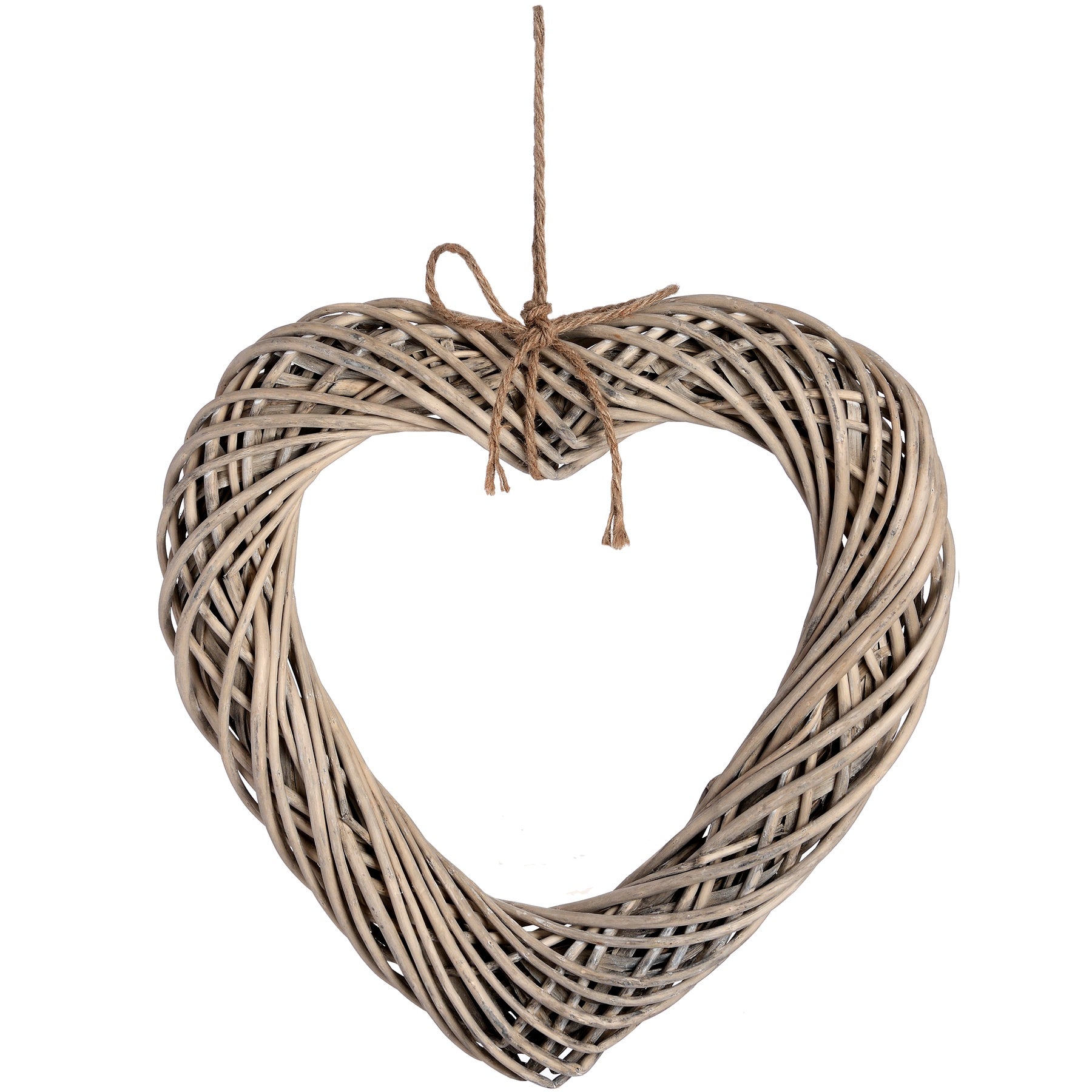 View Brown Large Wicker Hanging Heart with Rope Detail information