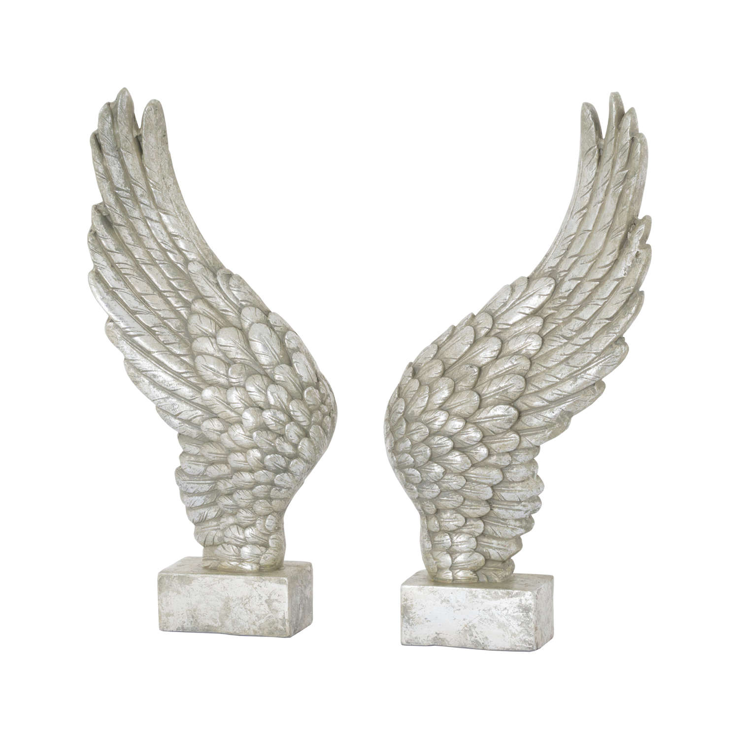 View Large Freestanding Antique Silver Angel Wings Ornament information