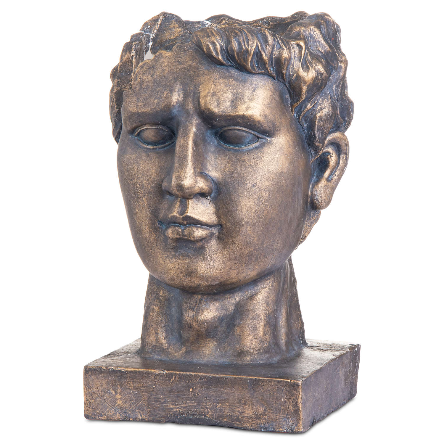 View Antique Bronze Roman Head Planter Indoor Outdoor information